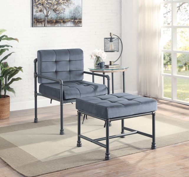 Brantley - Accent Chair - Gray Velvet & Sandy Gray, dark gray, view 2