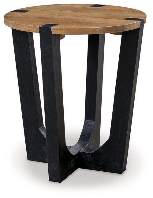 Hanneforth - Round End Table - Brown, dark brown