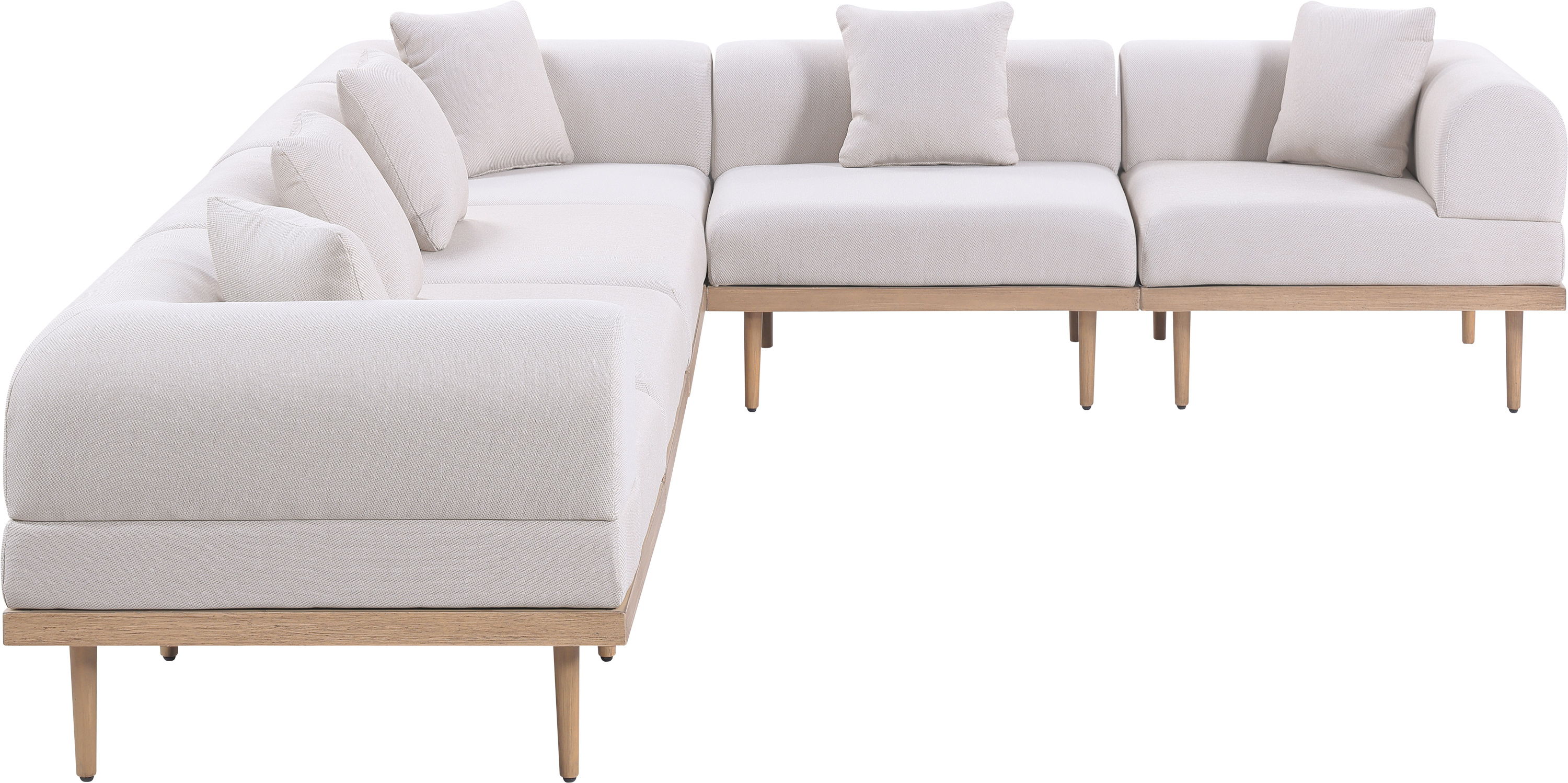 Laguna - 6 Piece 142" Upholstered Outdoor Patio Modular Sectional - Beige