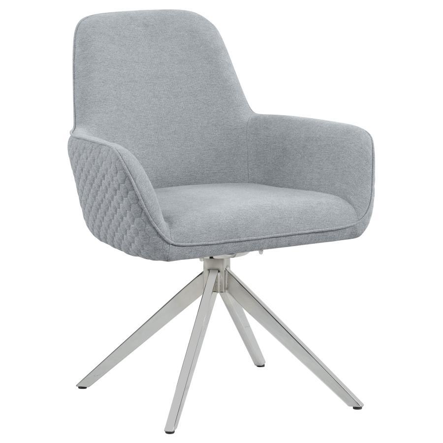 Abby - Flare Arm Side Chair - Light Gray And Chrome