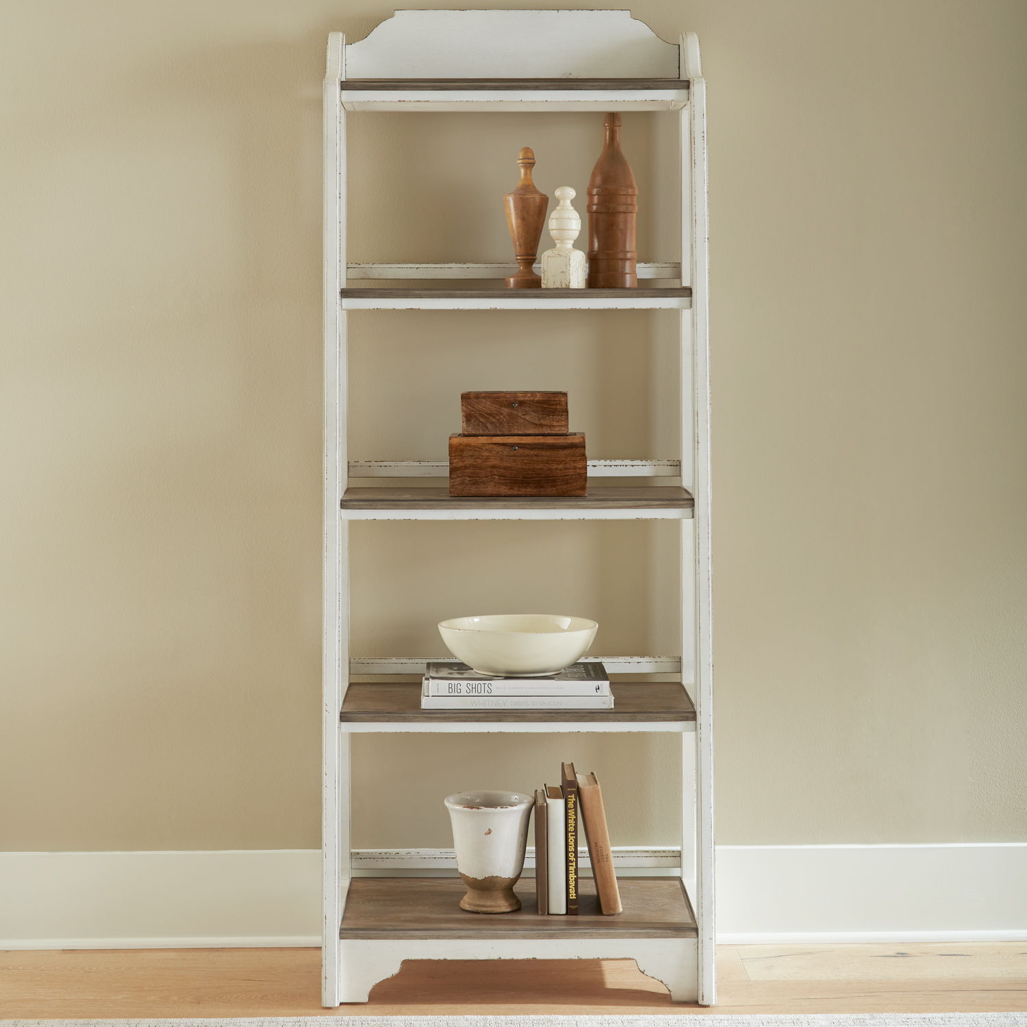 Liberty Furniture Magnolia Manor - Leaning Pier Bookcase - White