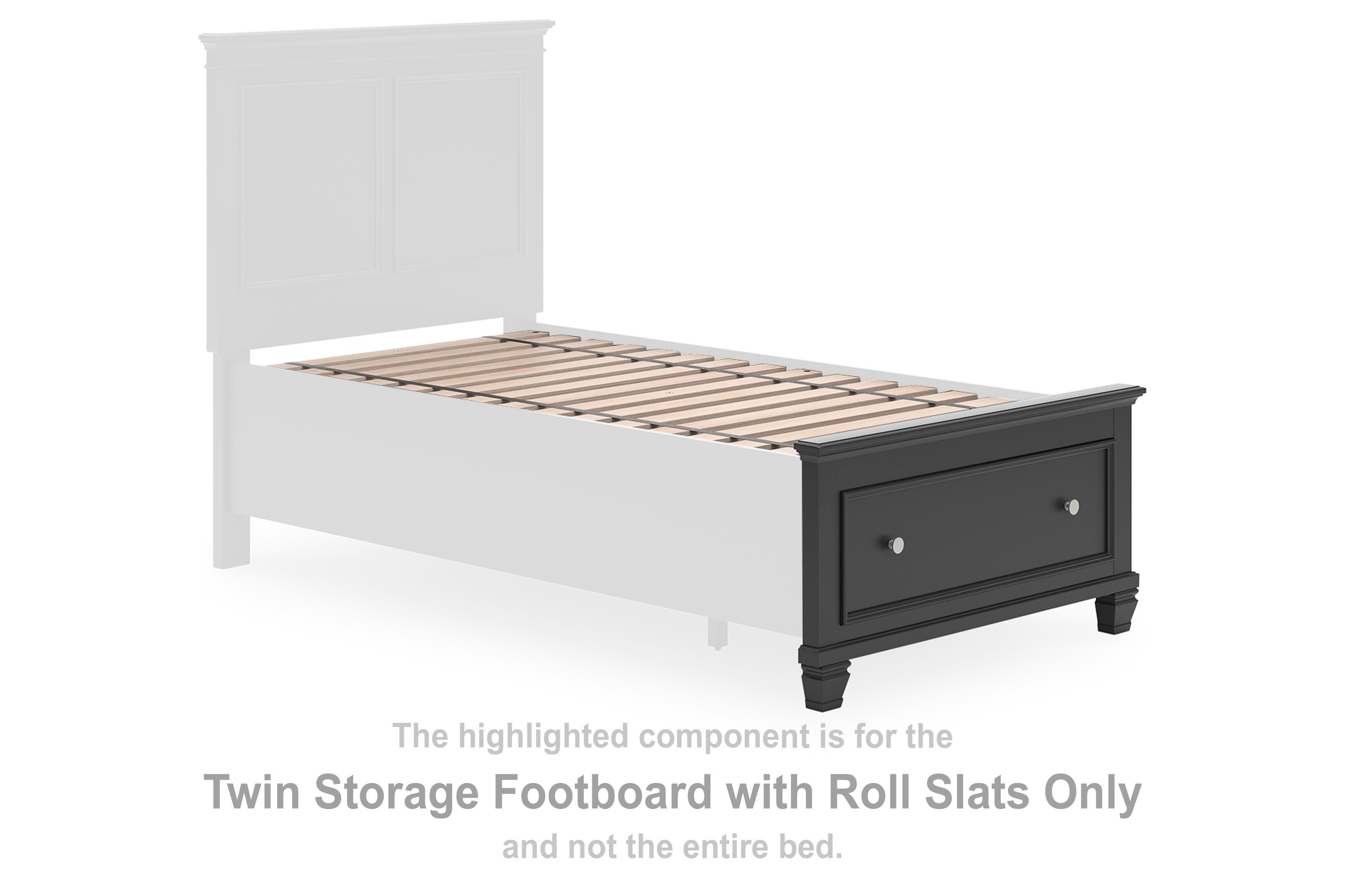 Lanolee – Twin Storage Footboard With Roll Slats – Black