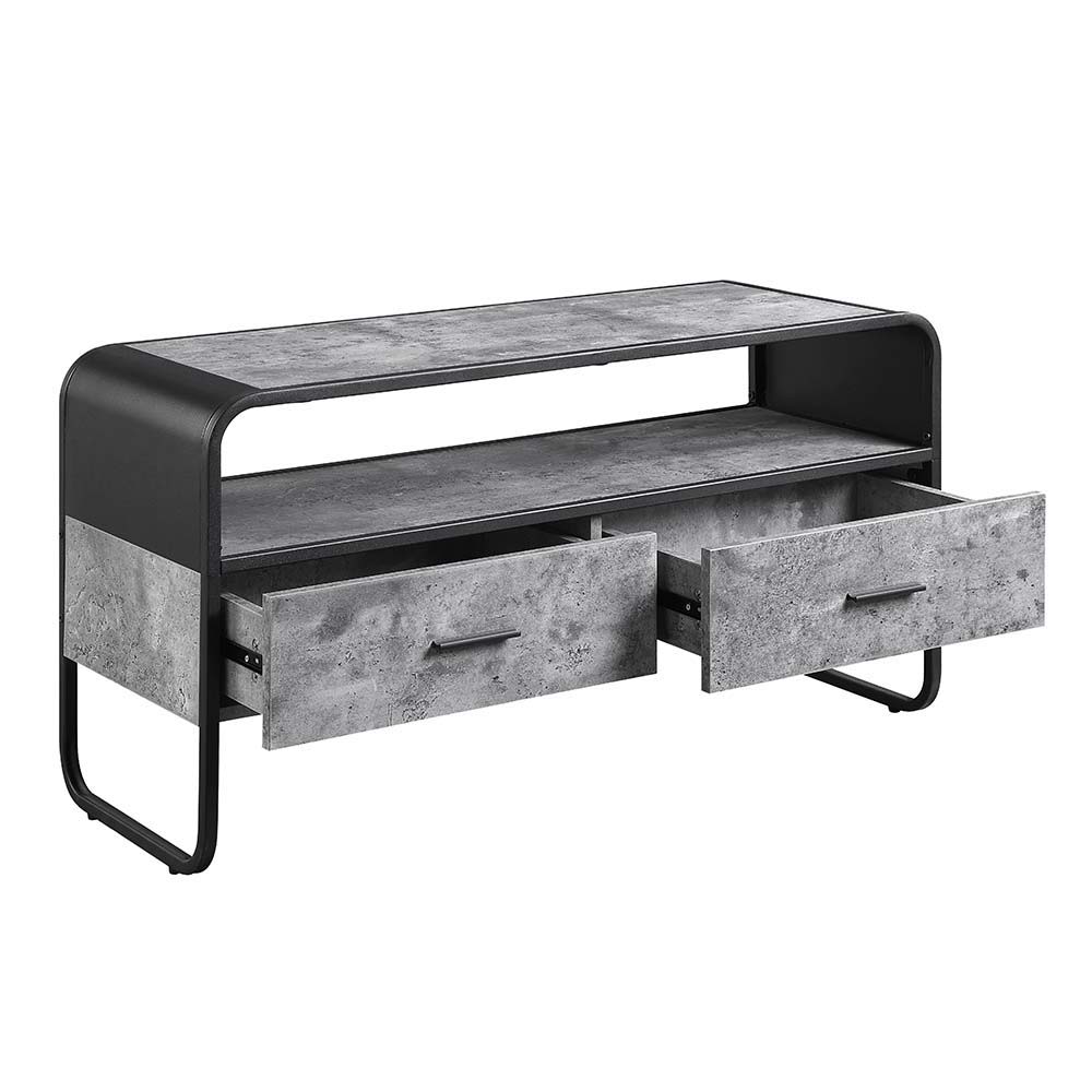 Raziela - 22" TV Stand - Concrete Gray & Black, black, view 2