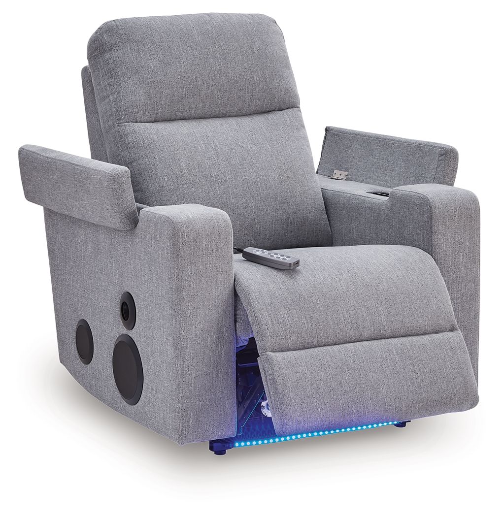 Ashley Furniture Pineland - Glider Power Recliner With Audio System - Pewter - Image 4