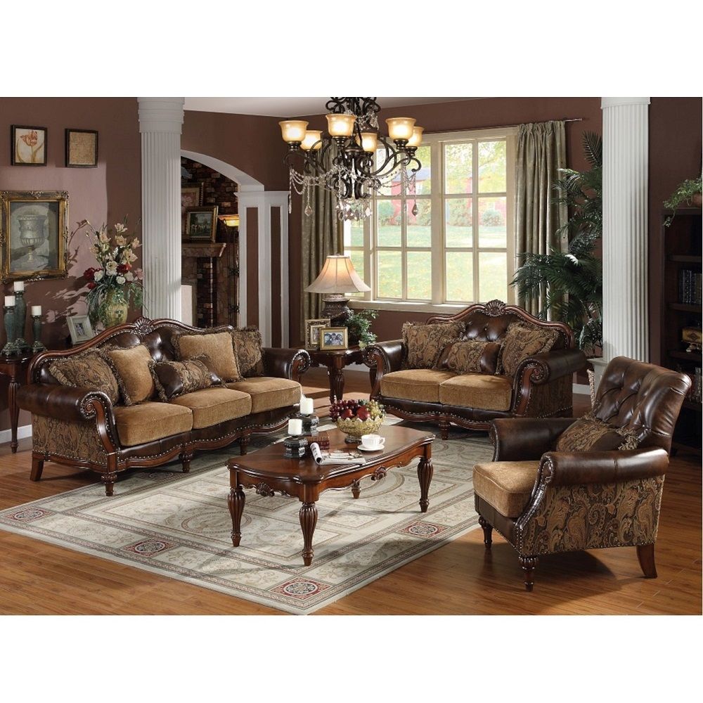 Dreena - Chair With Pillow - Two Tone Brown Synthetic Leather & Chenille Cherry, dark brown, view 3