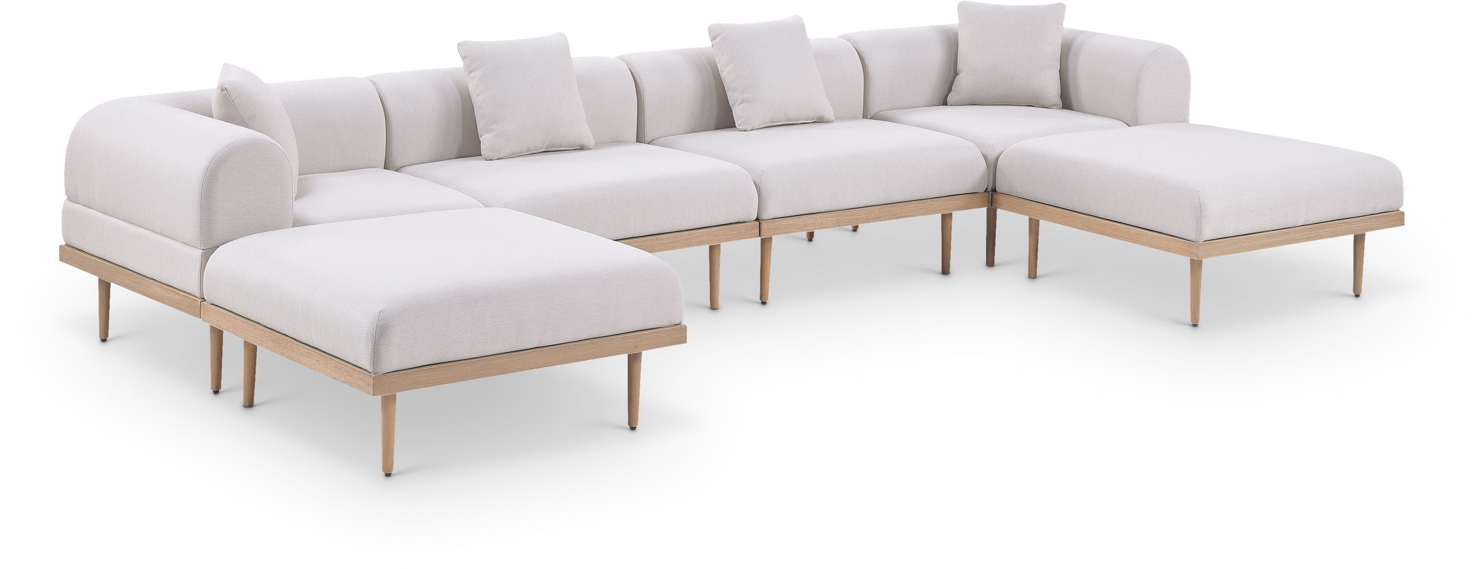 6 Pc · Resilient Water Resistant Fabric 142" Upholstered Outdoor Patio Modular Sectional