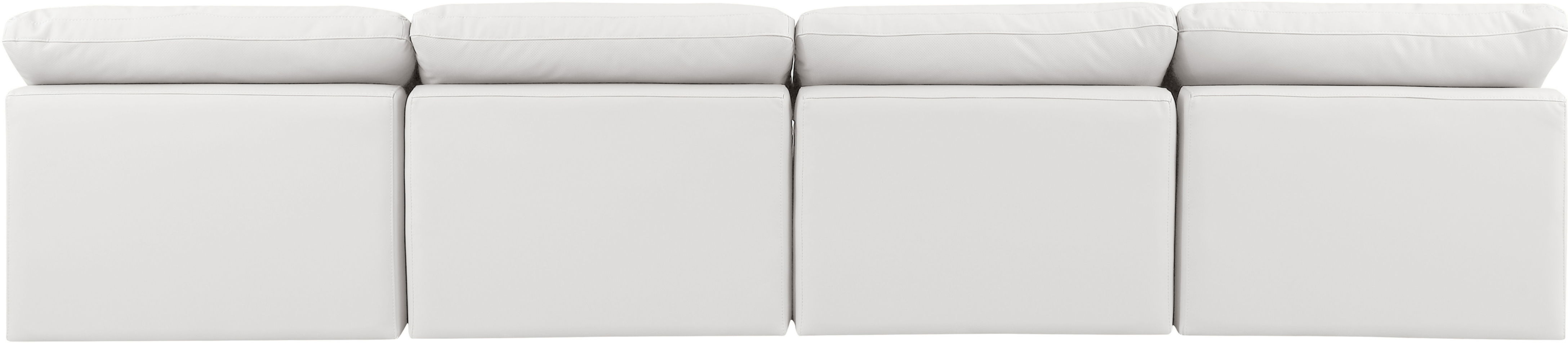 Indulge - Faux Leather 4 Piece Modular Armless Sofa - Cream