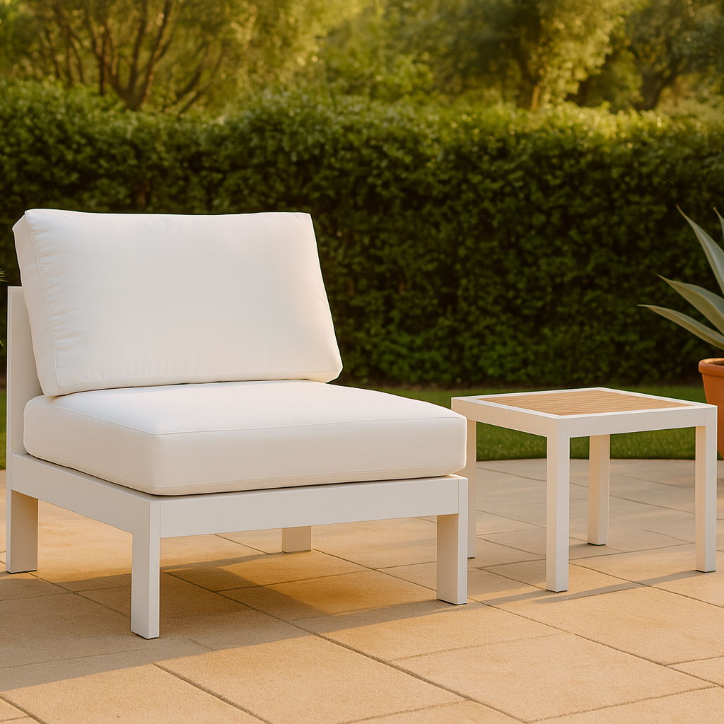 Nizuc - Outdoor Patio Armless Chair With White Frame - White