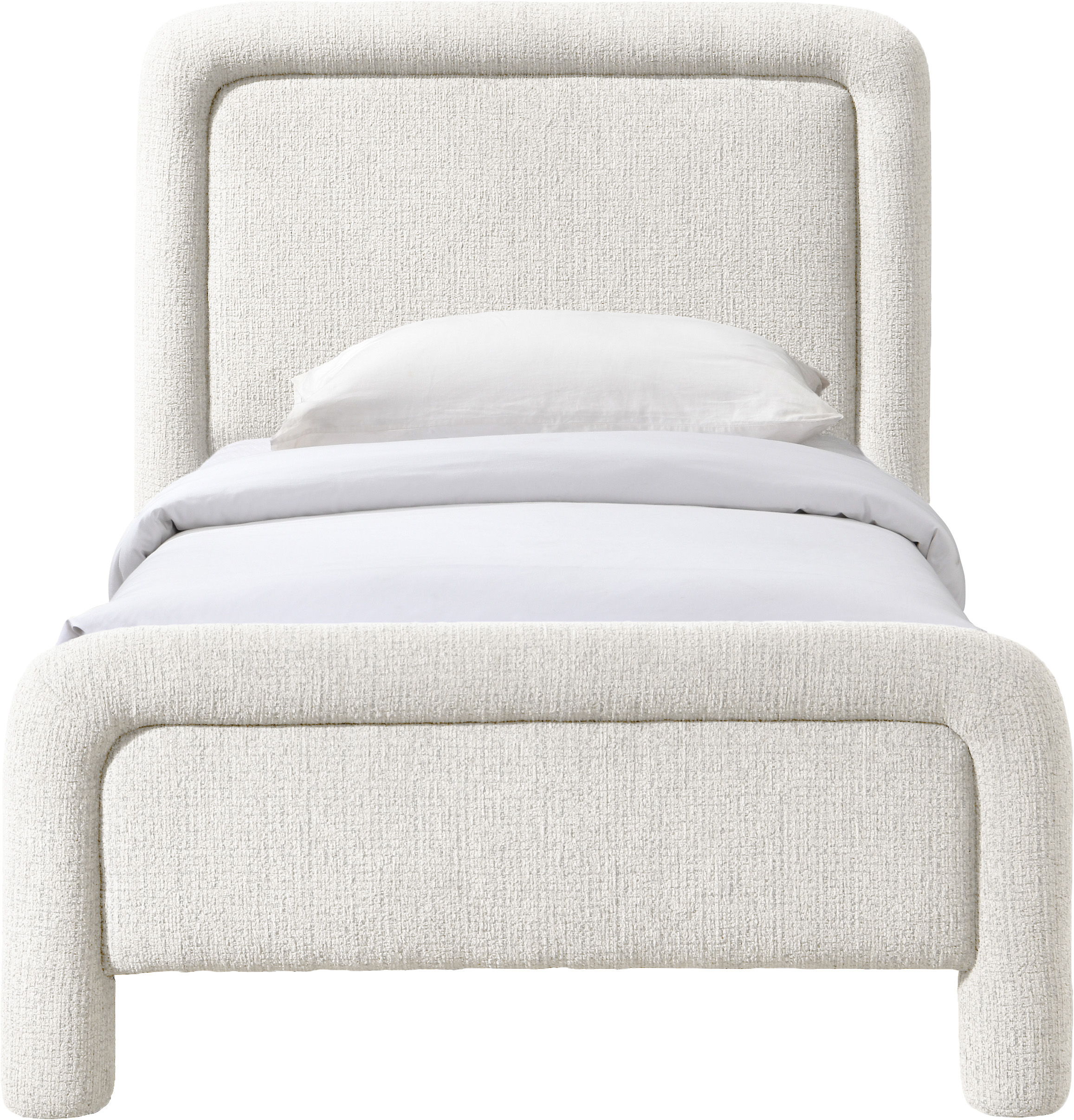 Baylor - Fabric With Interwoven Chenille Upholstered Twin Bed - Cream