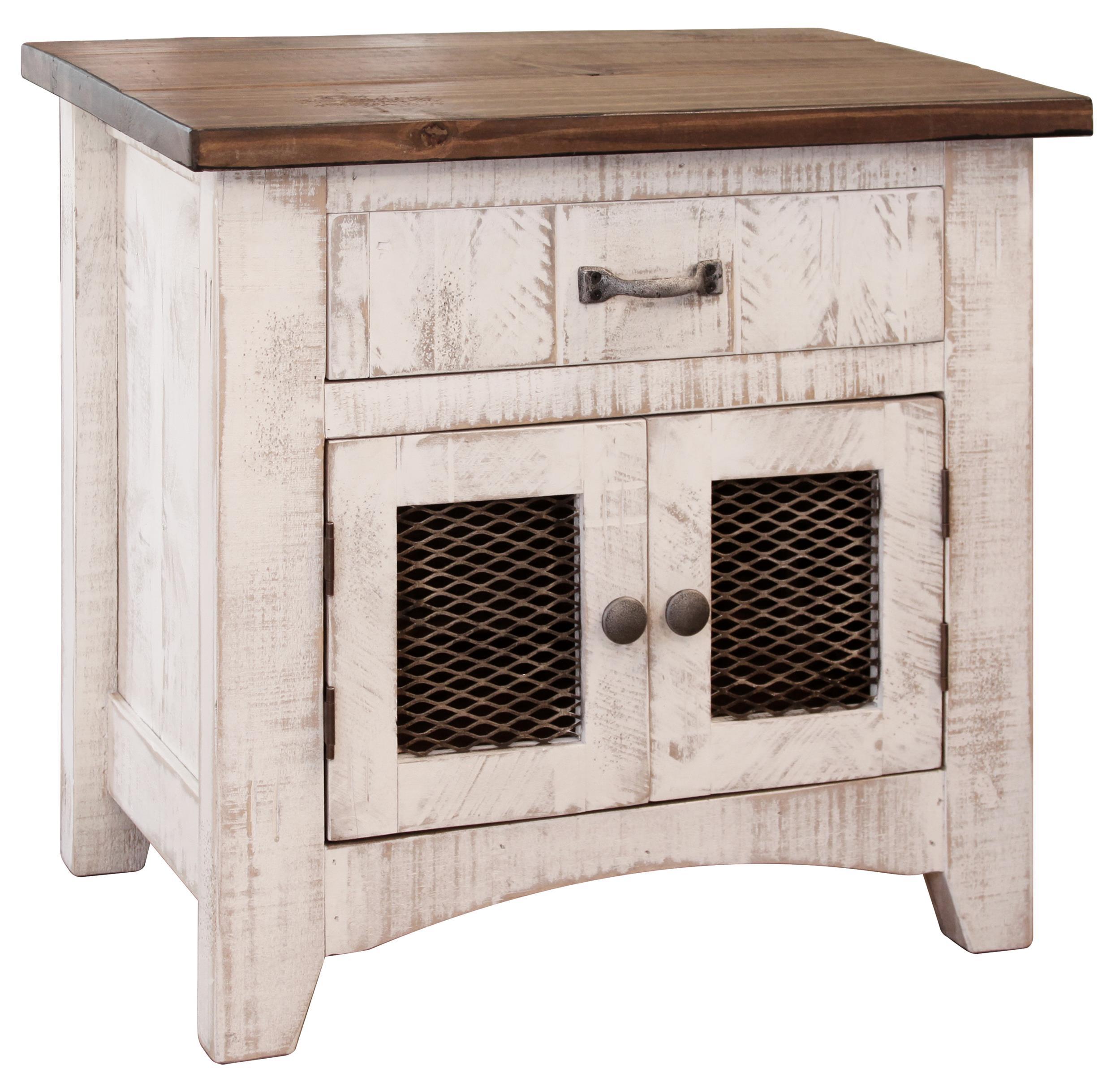 International Furniture Direct Pueblo White - Nightstand - Antiqued White