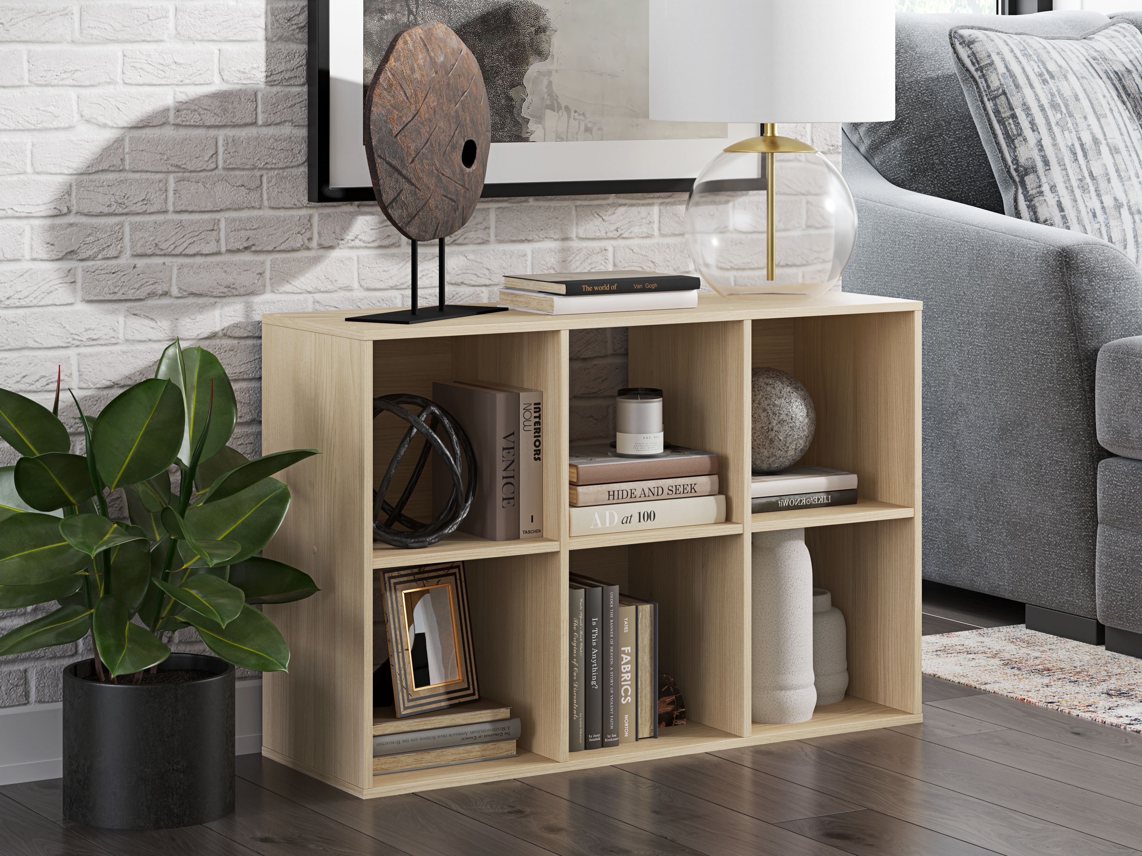 Ashley Furniture Piperton - Six Cube Organizer - Tan - Image 9