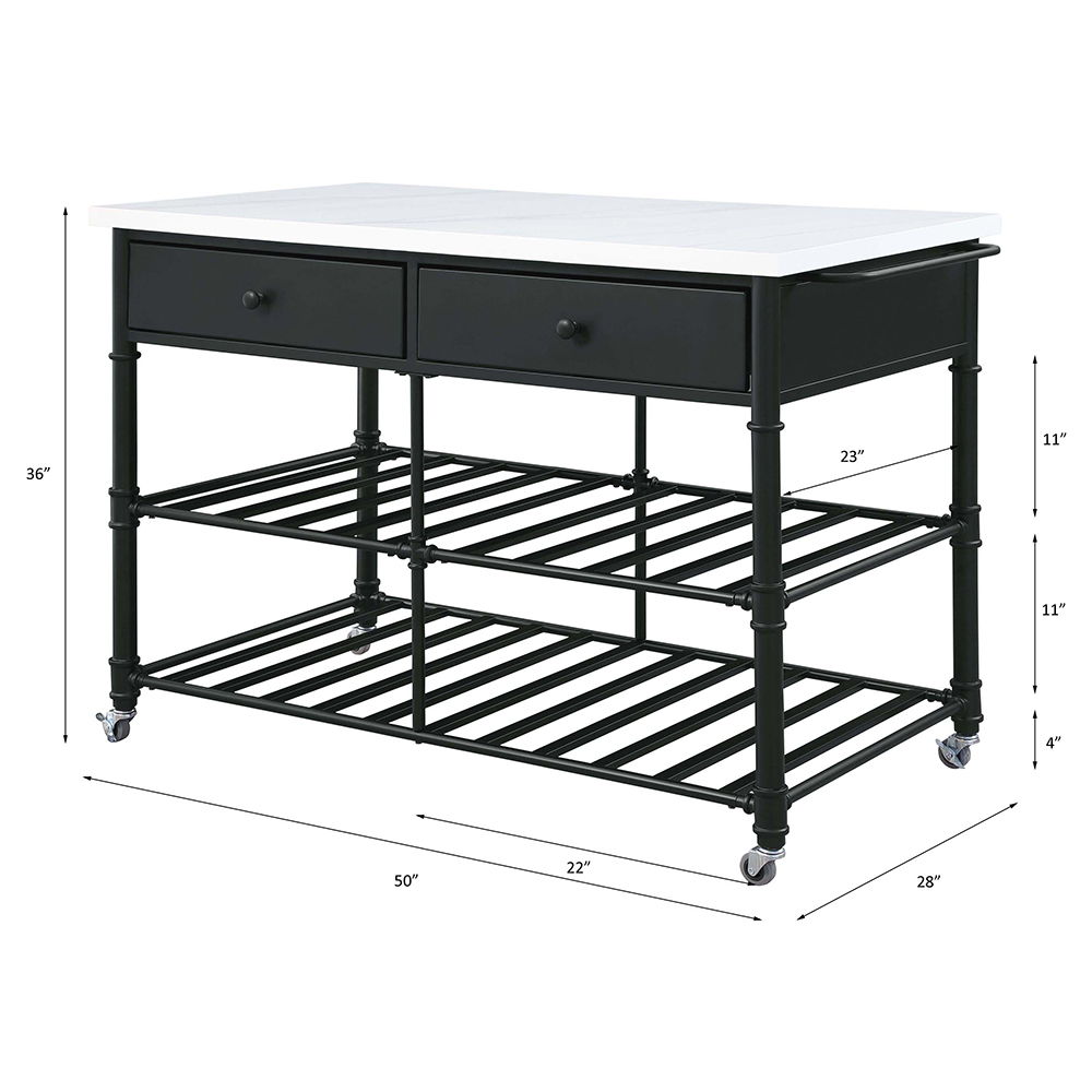 Emery - Kitchen Island - White Cultured Marble Top & Gray, white, view 3