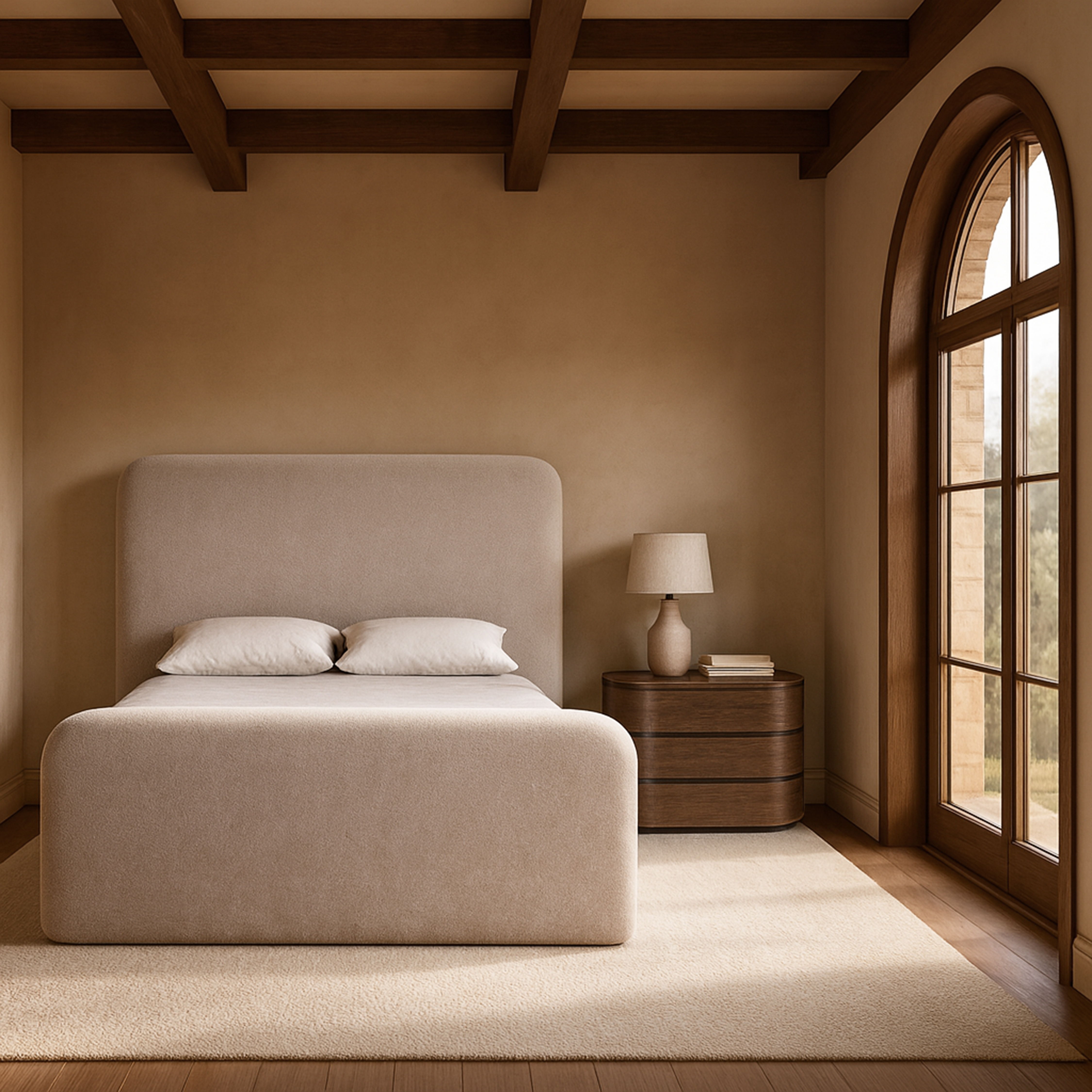 Fira - Chenille Fabric Upholstered King Bed - Taupe
