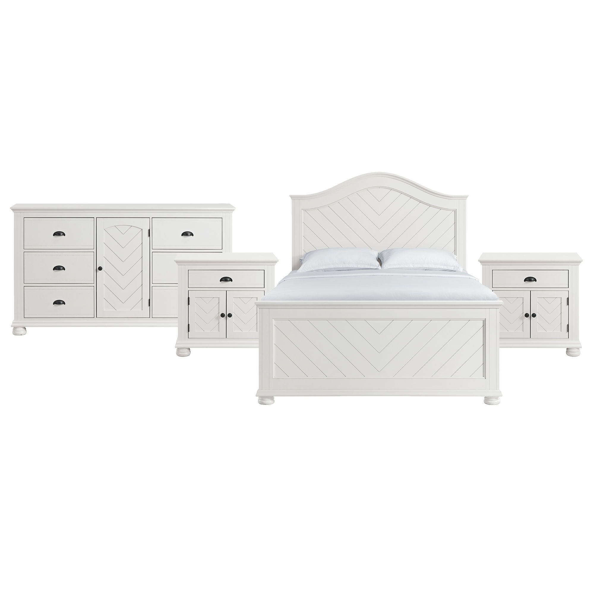 Queen · 4 Pc · Bedroom Set With 2 Nightstands & Dresser