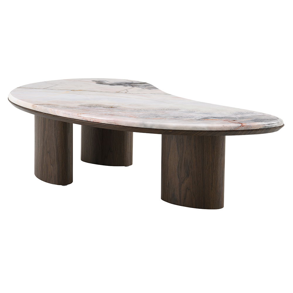Hanale - Coffee Table With Marble Top - Natural / Brown, beige, view 2