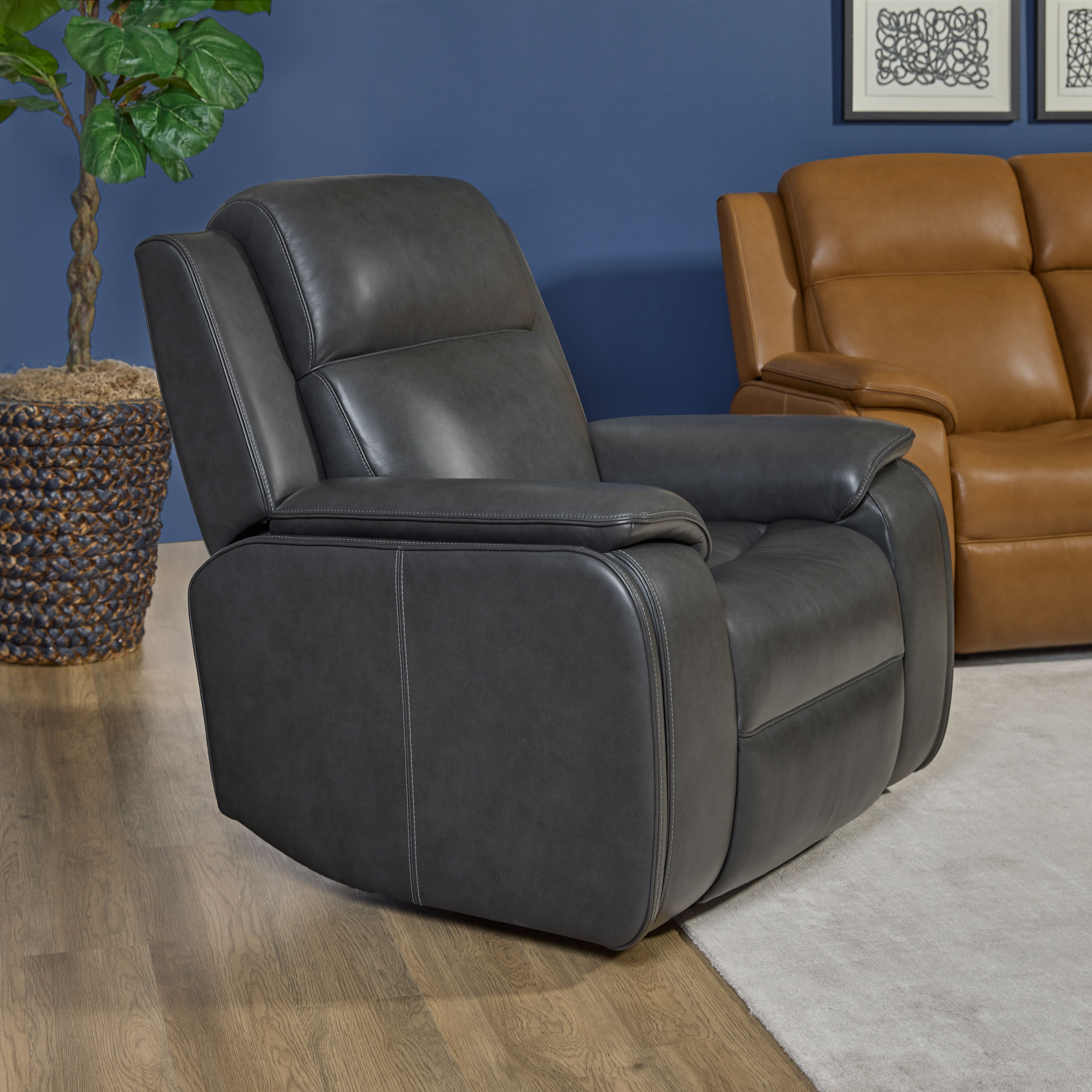 Ziggy - Power Recliner With Power Headrest, Lumbar, Heat & Massage - Iron, black, view 7
