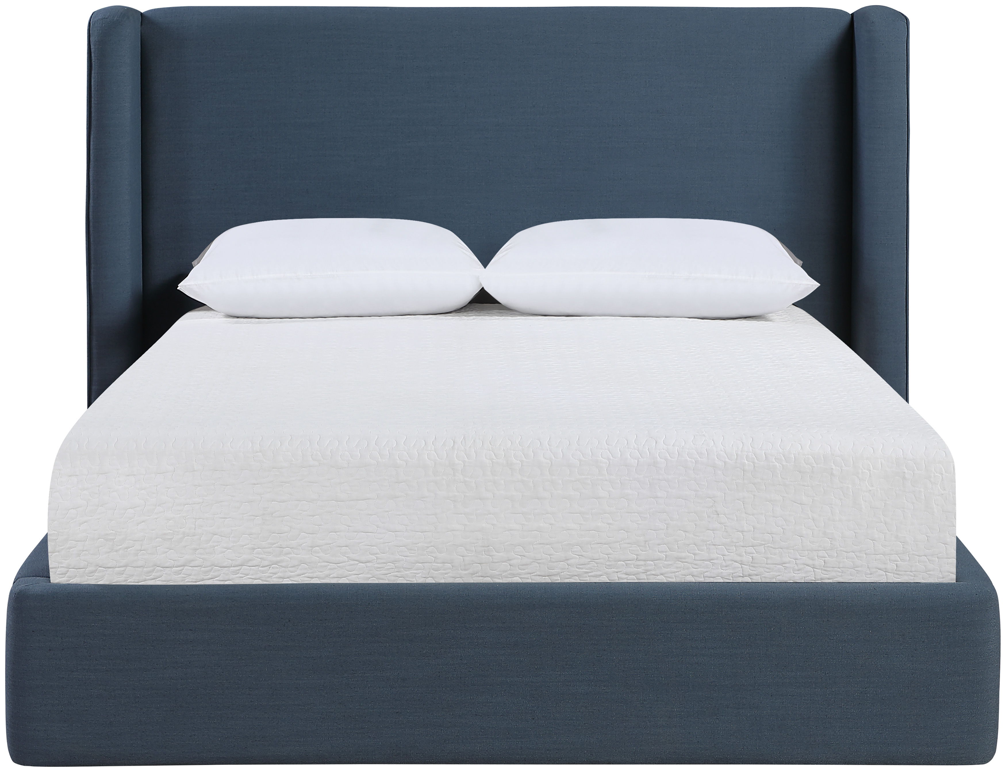 Kendall - Linen Textured Fabric Upholstered King Bed - Navy
