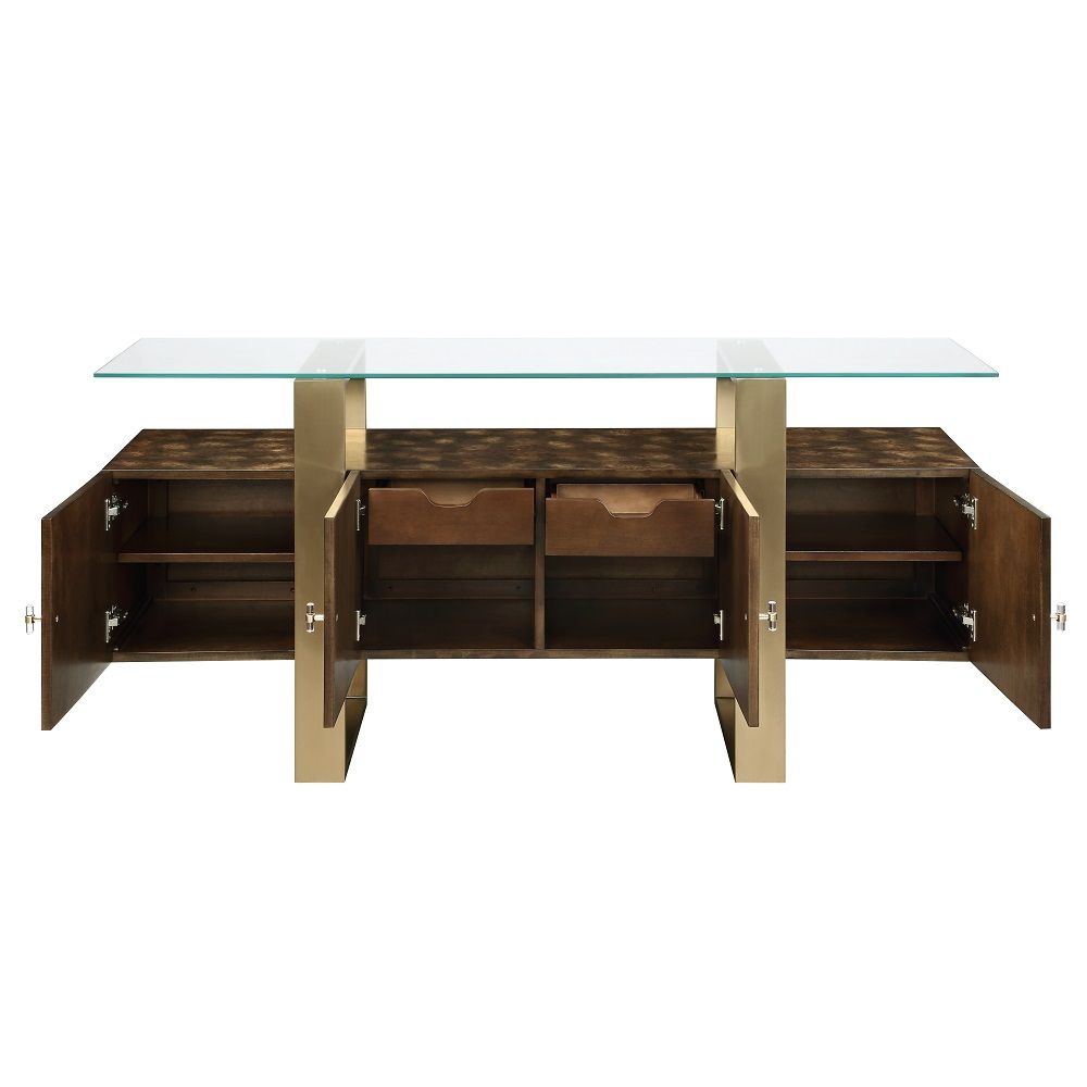 Mabyn - Console Cabinet - Brass & Antique Brown, dark brown, view 7
