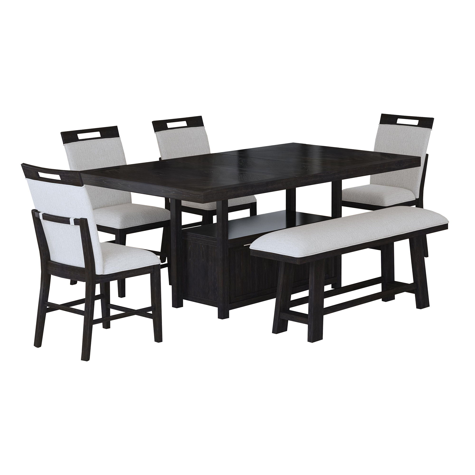 Transcend - 6 Piece Counter Height Dining Set (Table, Four Chairs & Bench) - Charcoal