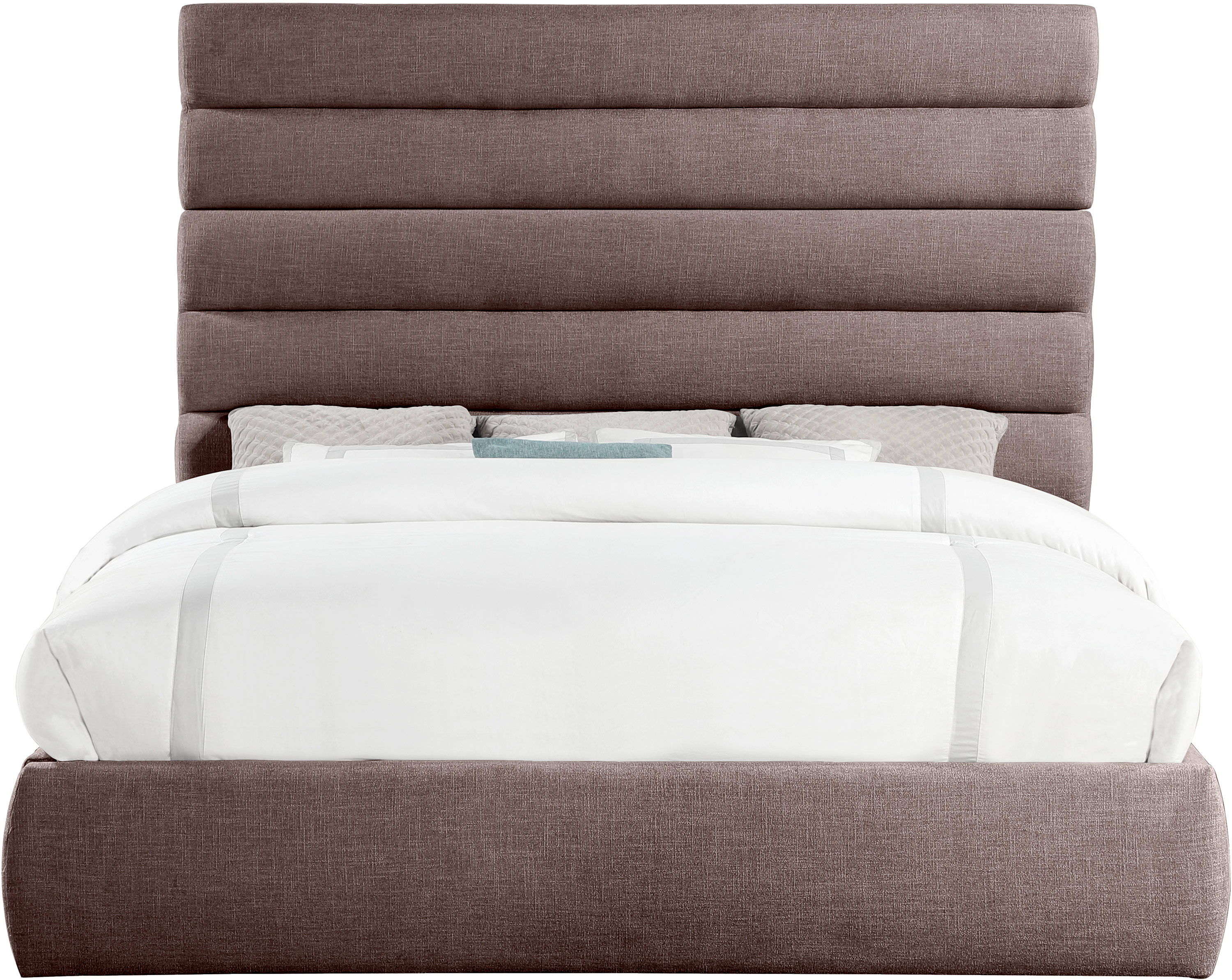 Adam - Linen Fabric King Bed With 70.5" Headboard - Brown