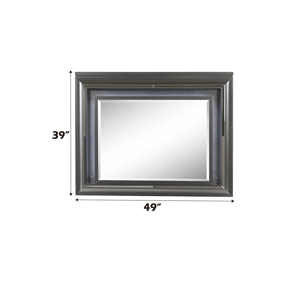 Sawyer - Mirror With LED - Metallic Gray, dark gray, view 3