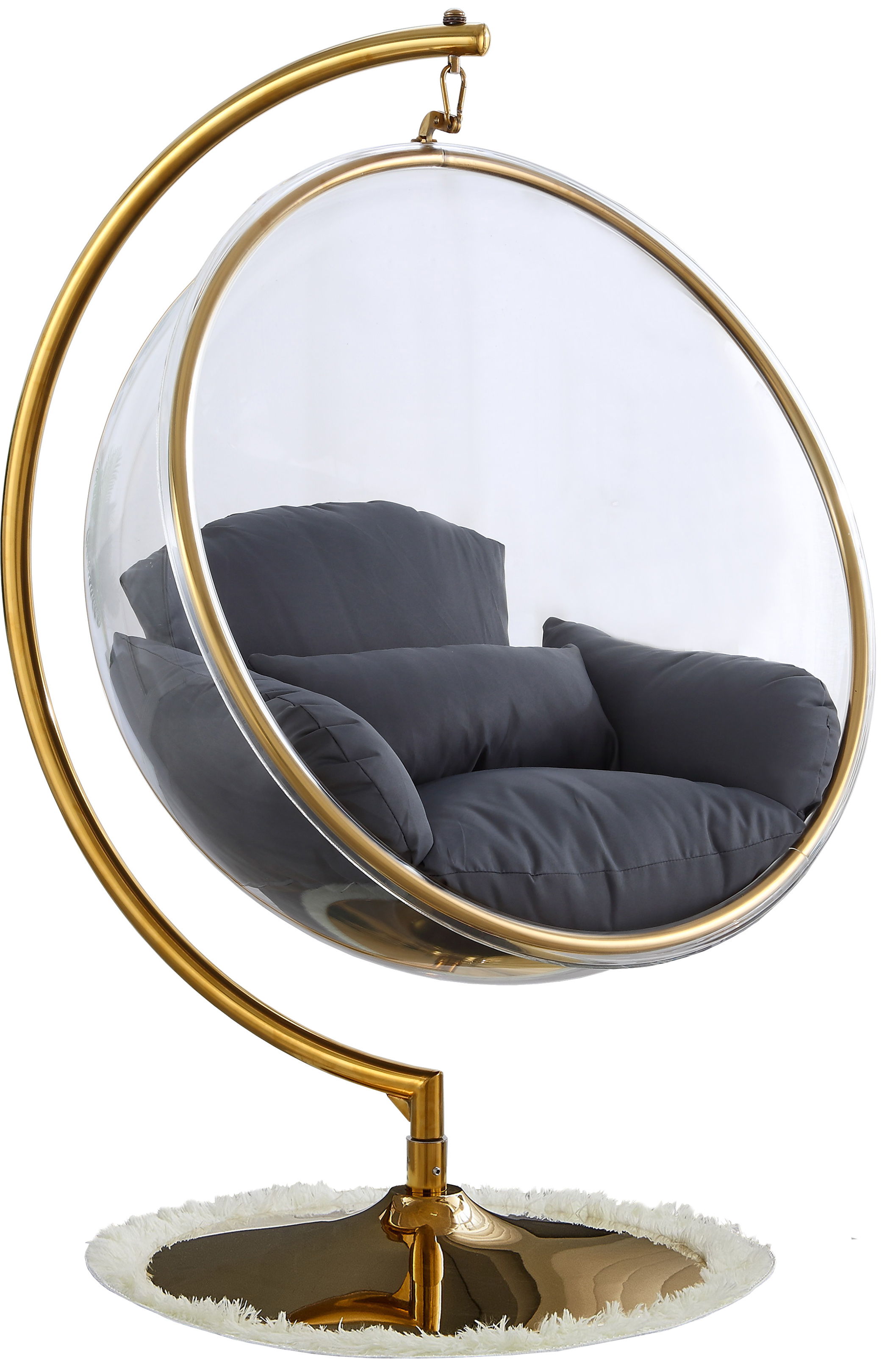 Luna - Fabric Swing Bubble Accent Chair - Gray