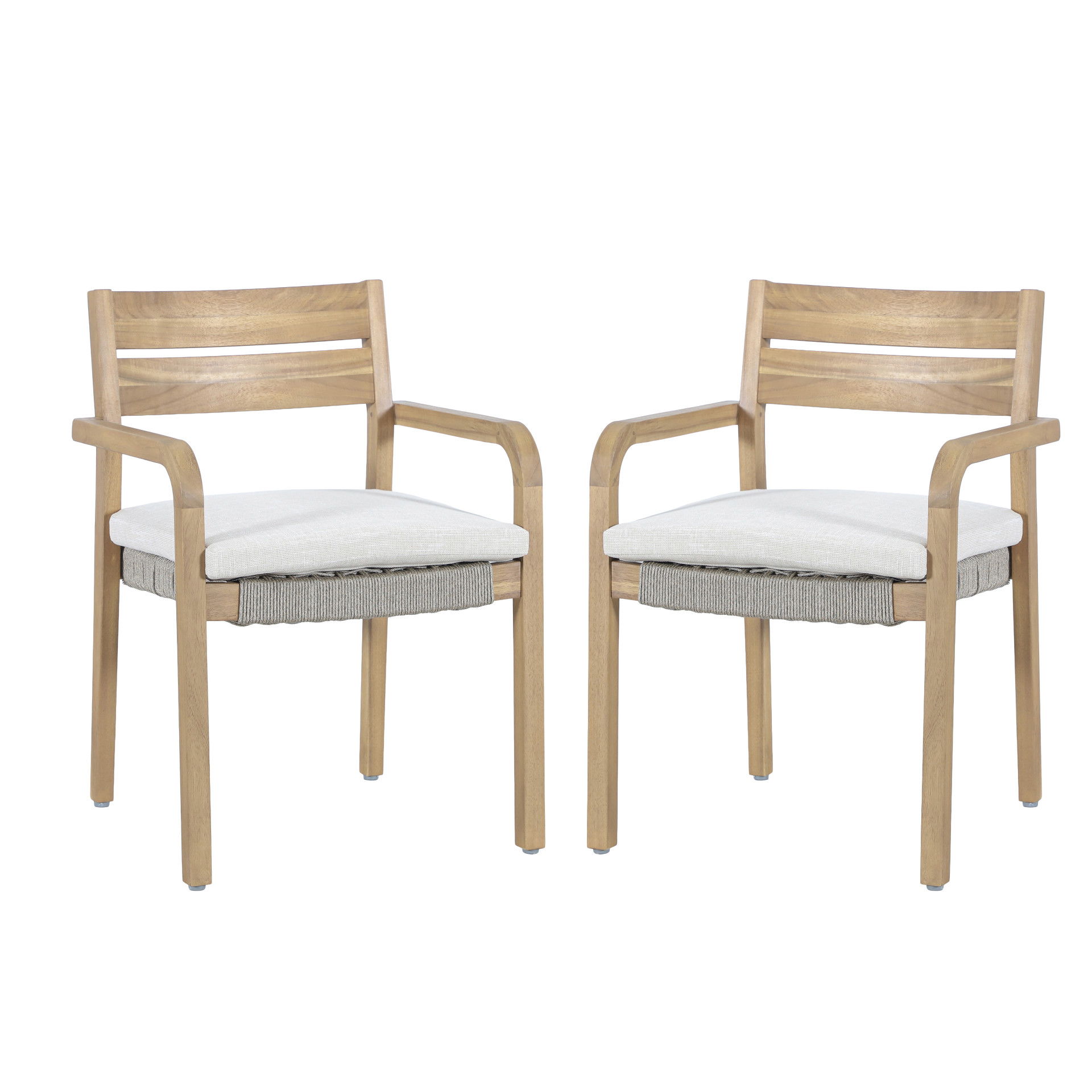 Arden - Wood And Wicker Patio Dining Chair (Set of 2) - Natural / Brown, light brown, view 6