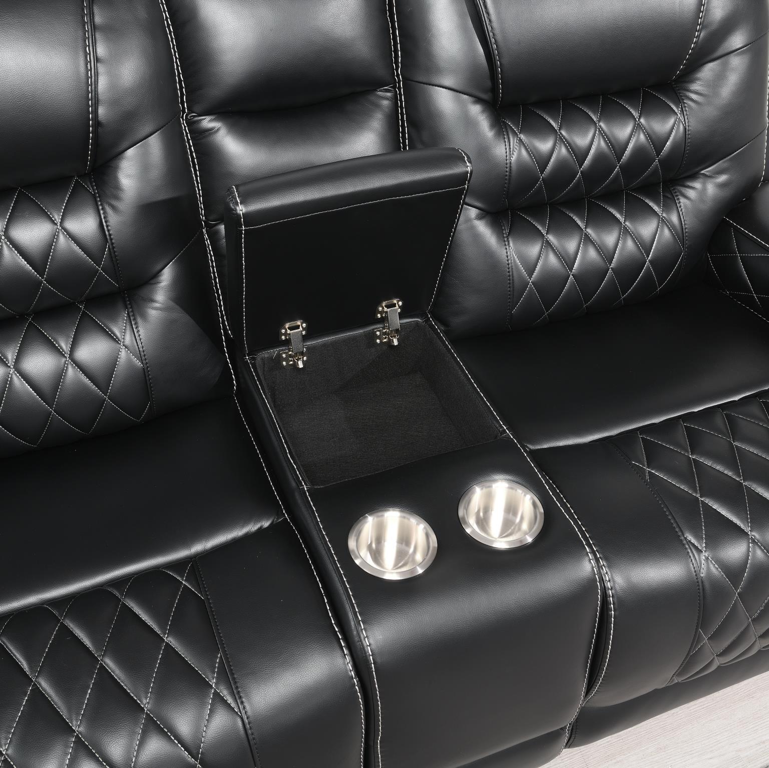U140 - 3 Piece Living Room Set (Reclining Sofa & Reclining Loveseat, Reclining Chair) - Black