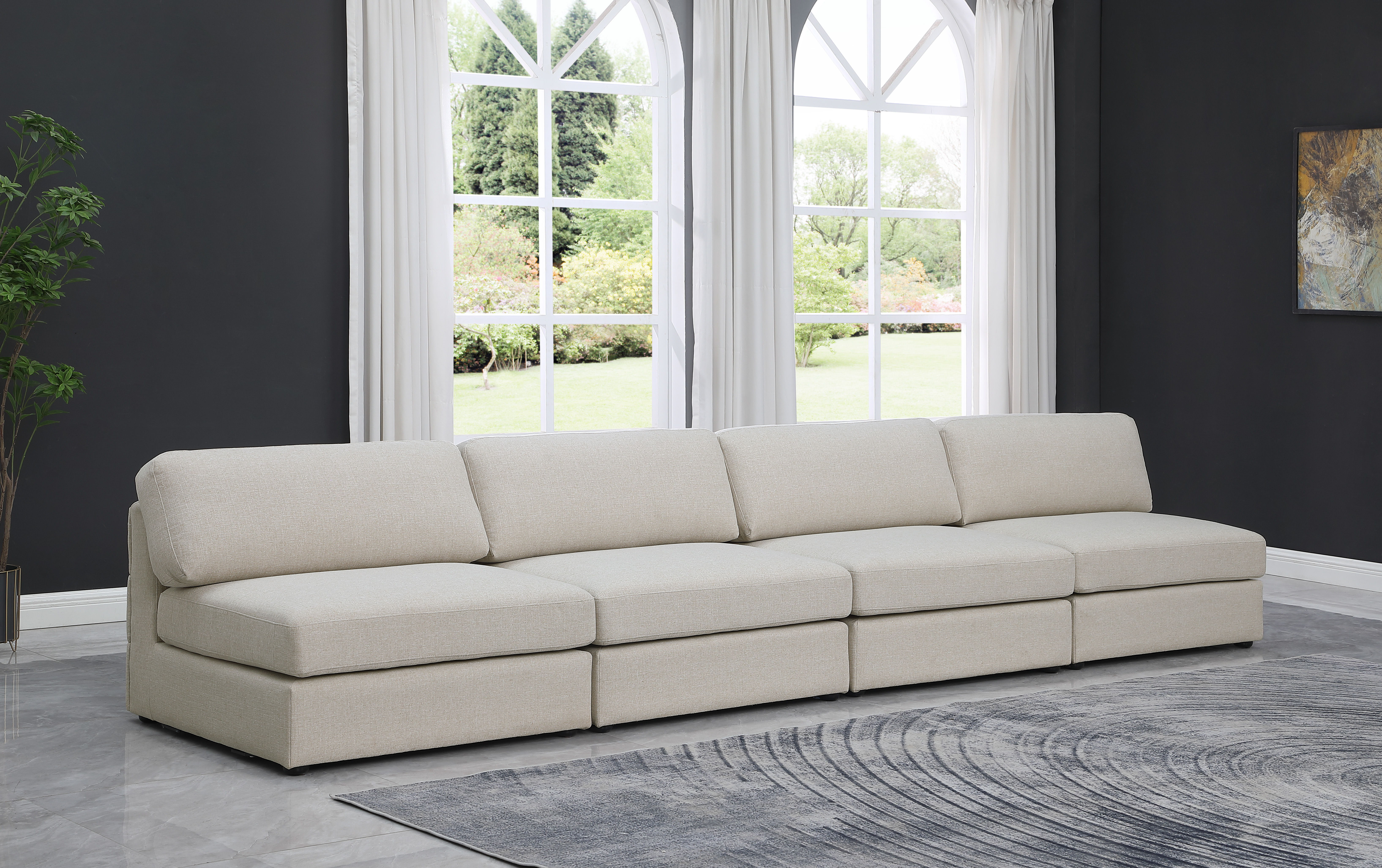 Beckham - Modular 4 Piece Armless Sofa - Beige