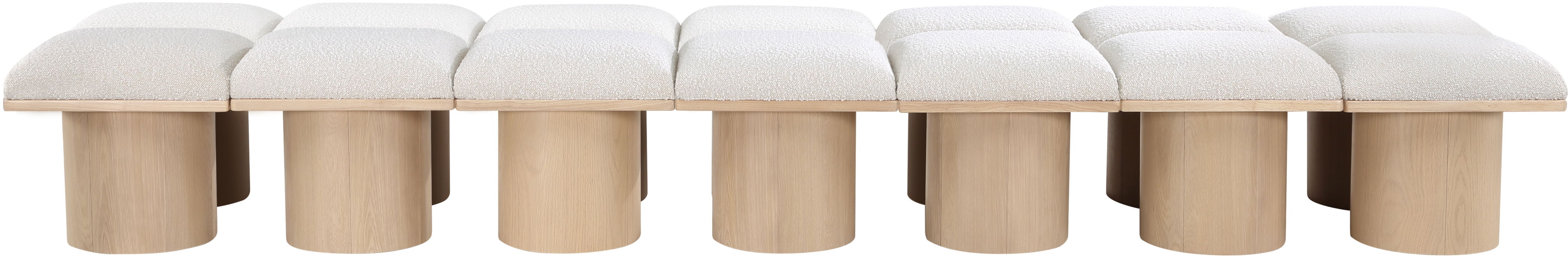 Pavilion - 126" 14 Piece Modular Bench With Natural Base - Cream