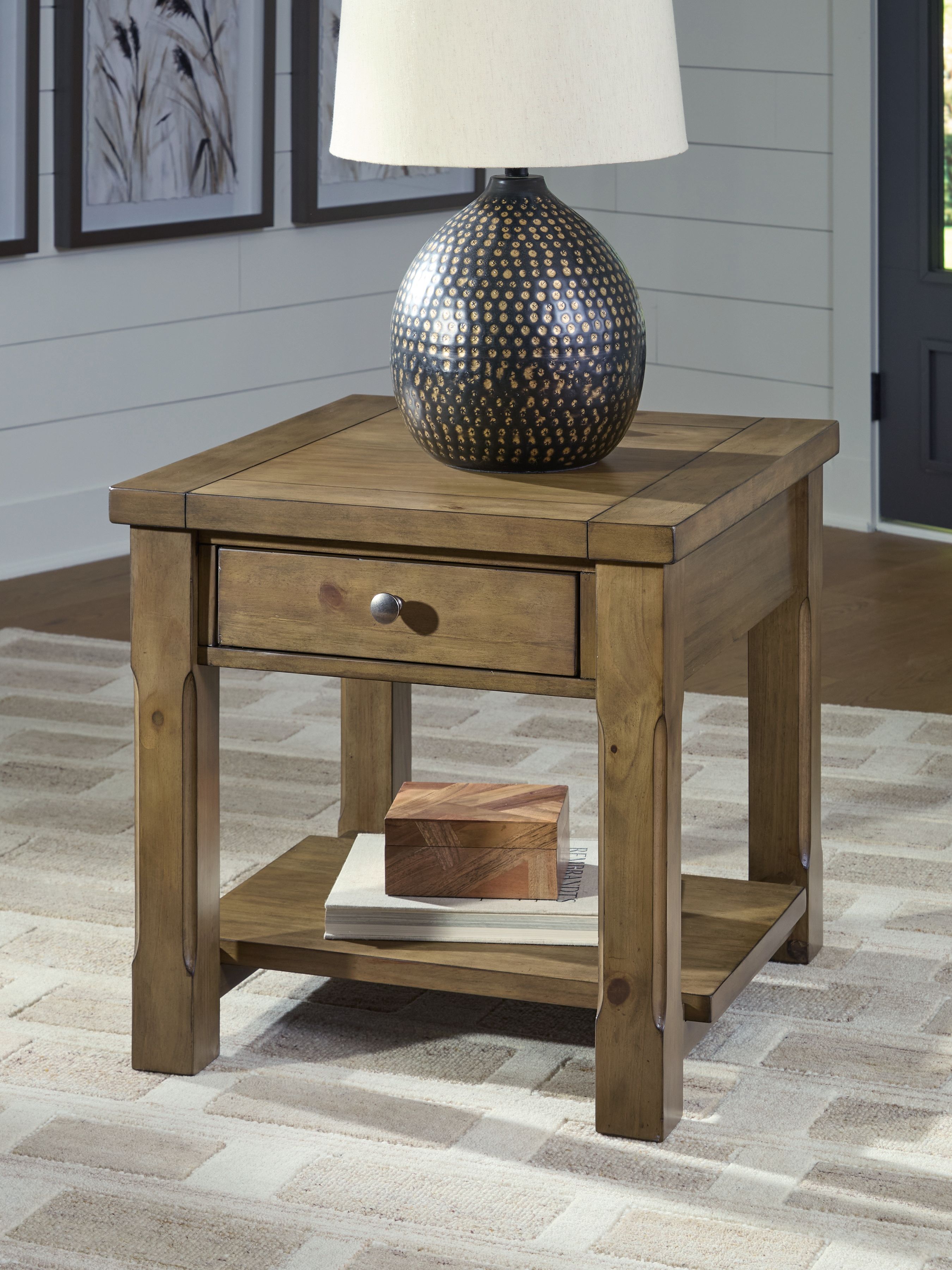 Vandenmore - Rectangular End Table - Medium Brown