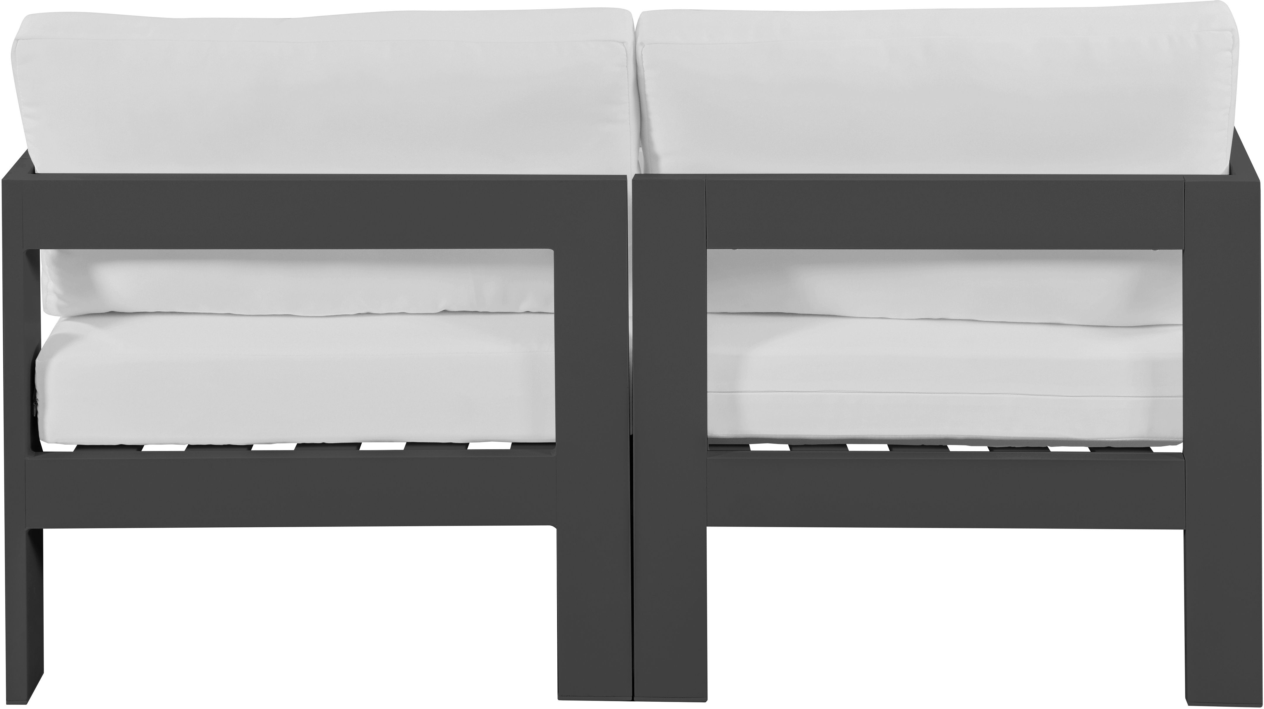 Nizuc - Outdoor Patio 2 Piece Modular Sofa With Gray Frame - White
