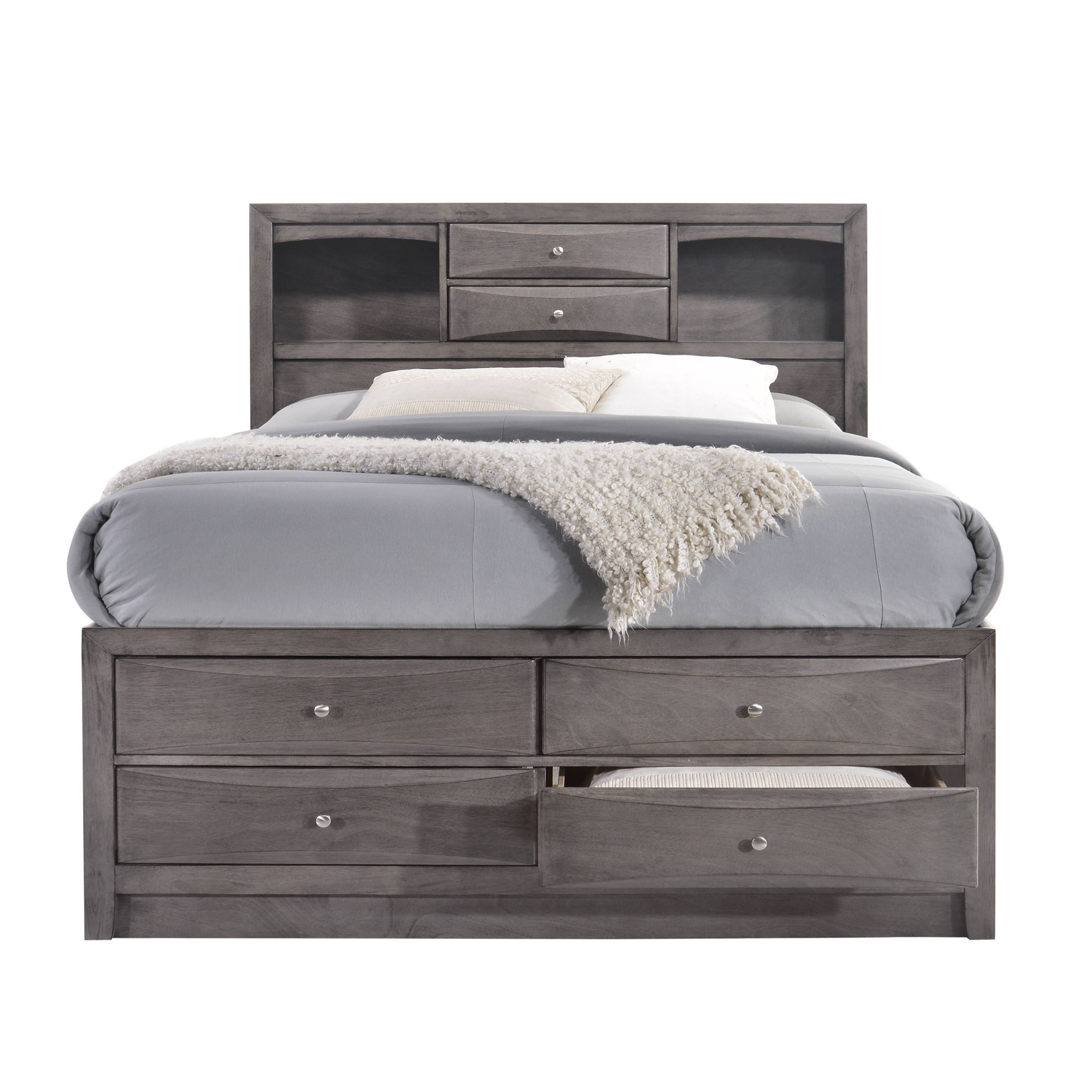 Emily - Queen Storage Bed - Weathered Gray