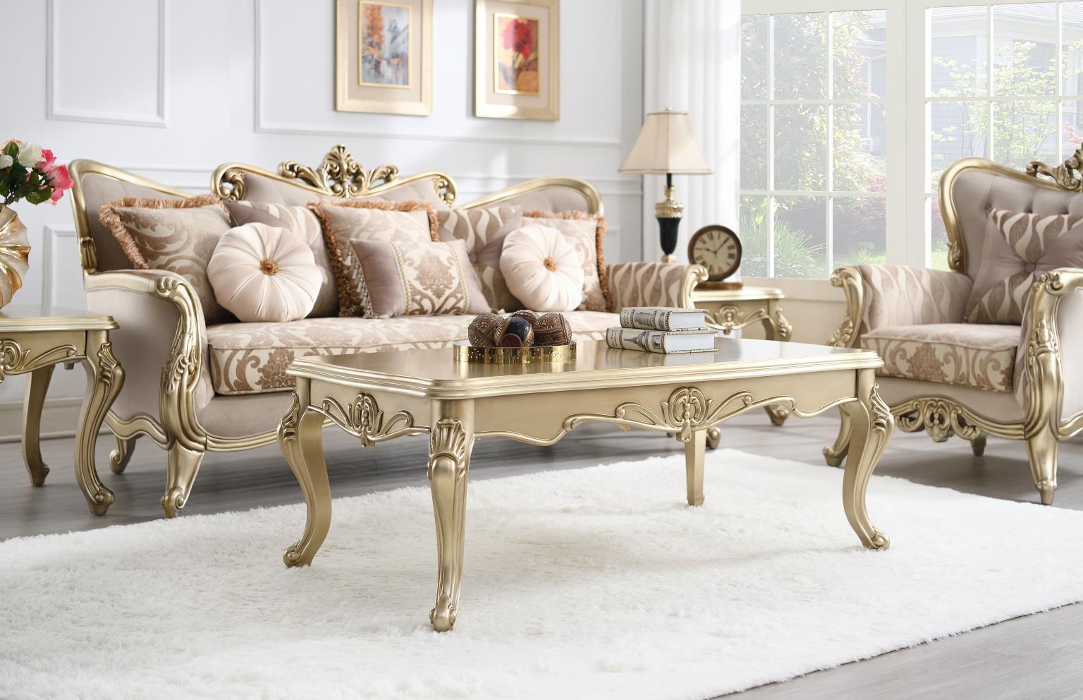 T199 - Traditional Coffee Table - Champagne Gold