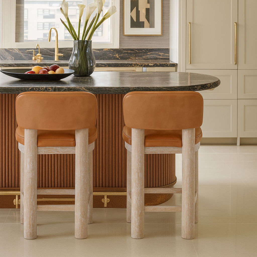 Paloma - Vegan Leather Upholstered Counter Stool (Set of 2) - Cognac / Rich Natural
