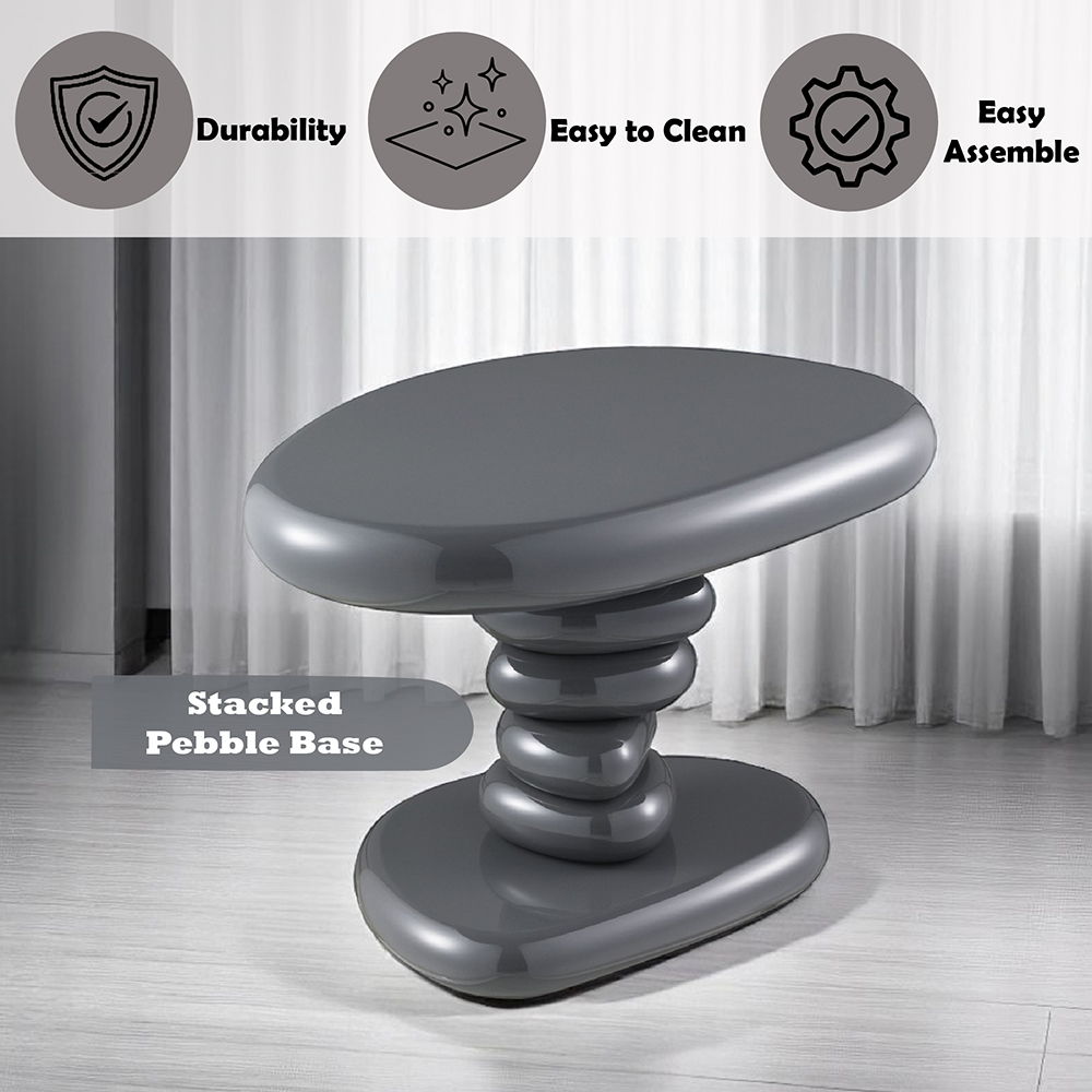 Charlene - End Table - Gray High Gloss, dark gray, view 4