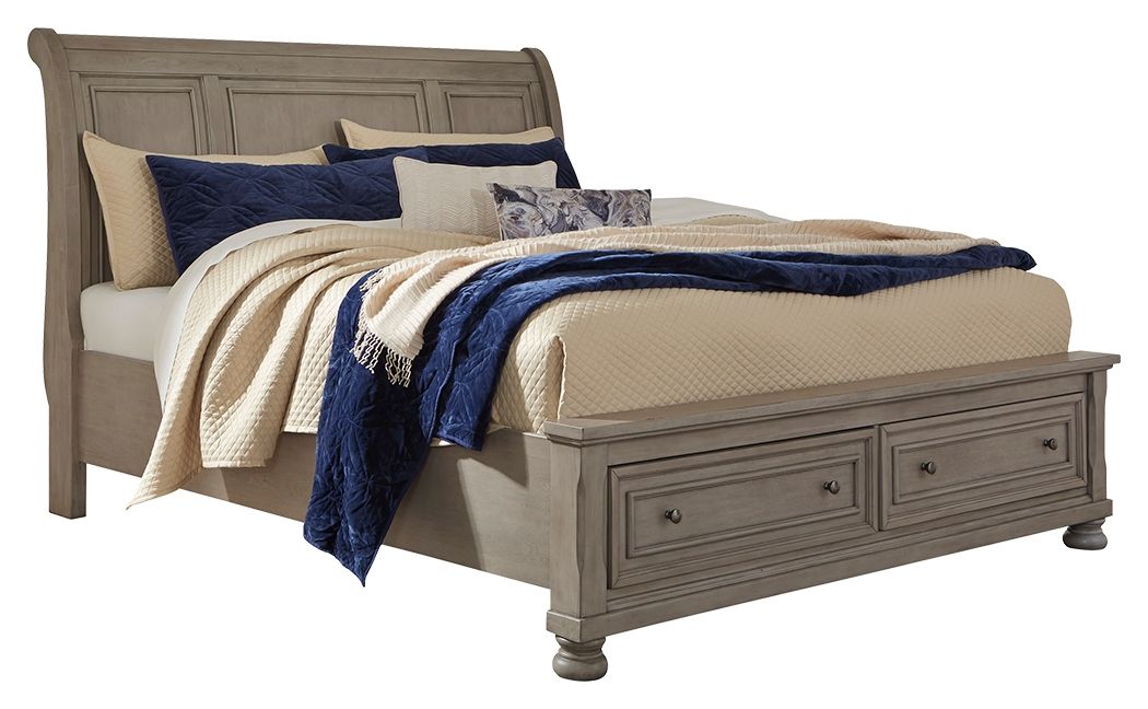 Queen Sleigh Bed With 2 Storage Drawers