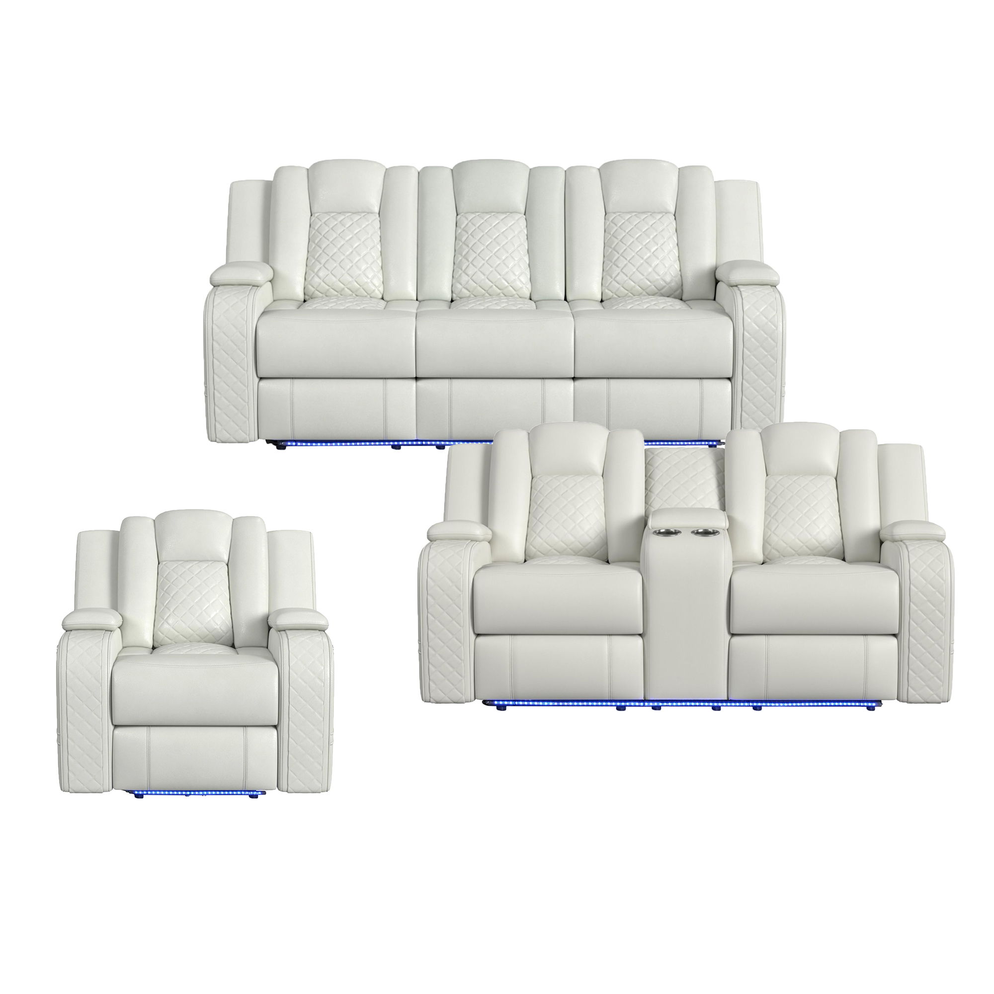 Carlo - 3 Piece Living Room Set (Sofa, Loveseat & Recliner) - Pebble Oyster