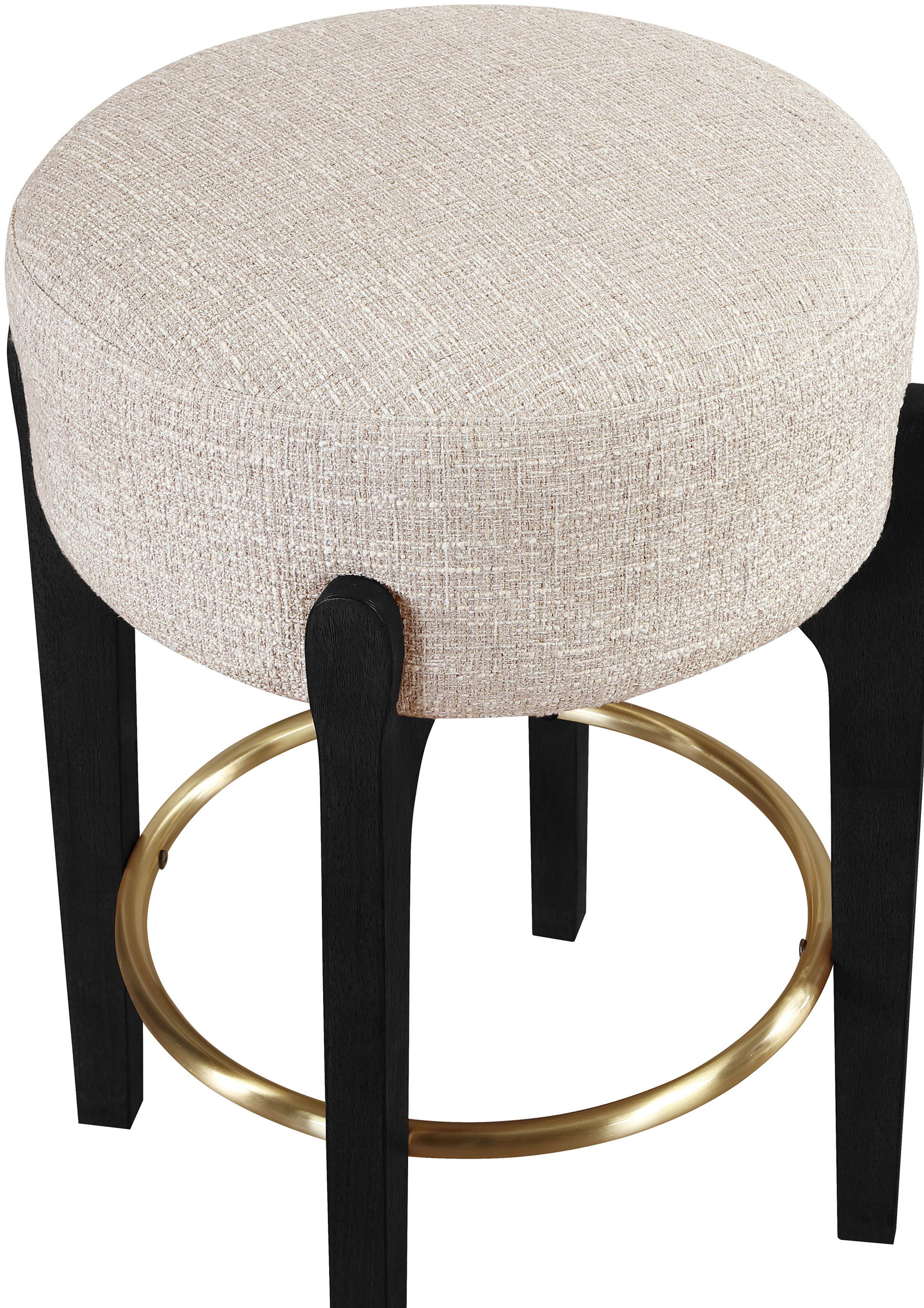Torino - Fabric Upholstered Backless Counter Stool (Set of 2) - Beige / Brushed Black