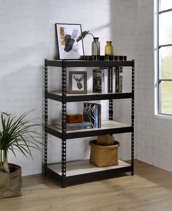 Decmus - 48" Bookshelf - Natural & Black, beige