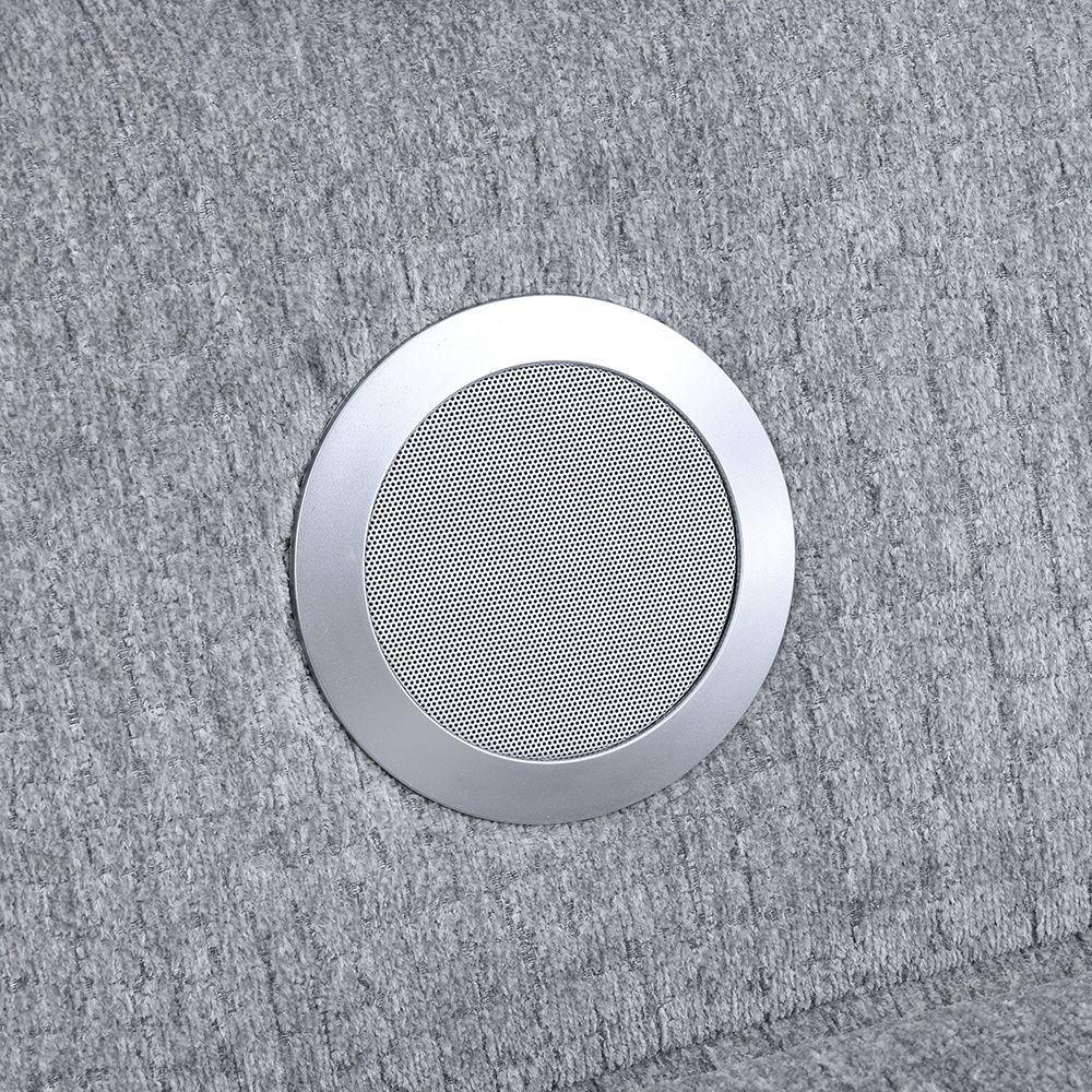 Fullar - Modular Console With Speaker & Cup Holder - Light Gray Chenille, light gray, view 7