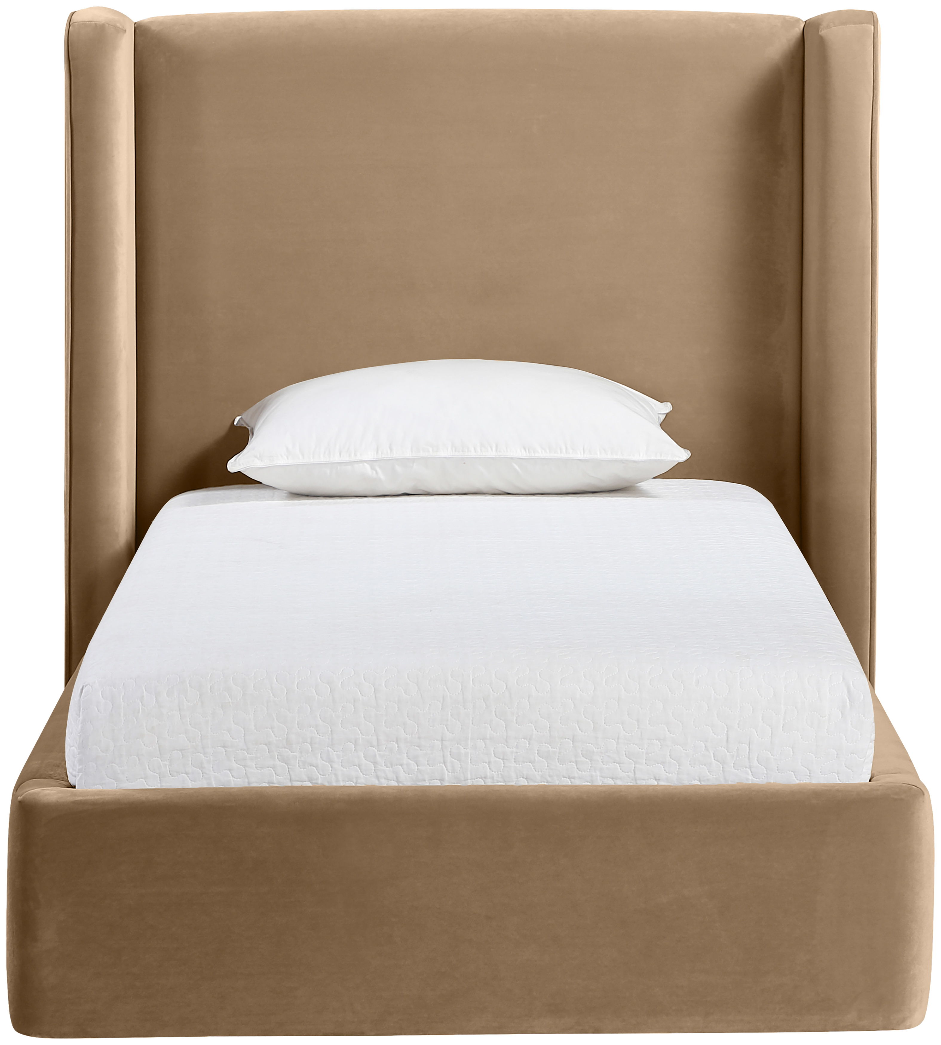 Kendall - Velvet Upholstered Twin Bed - Beige