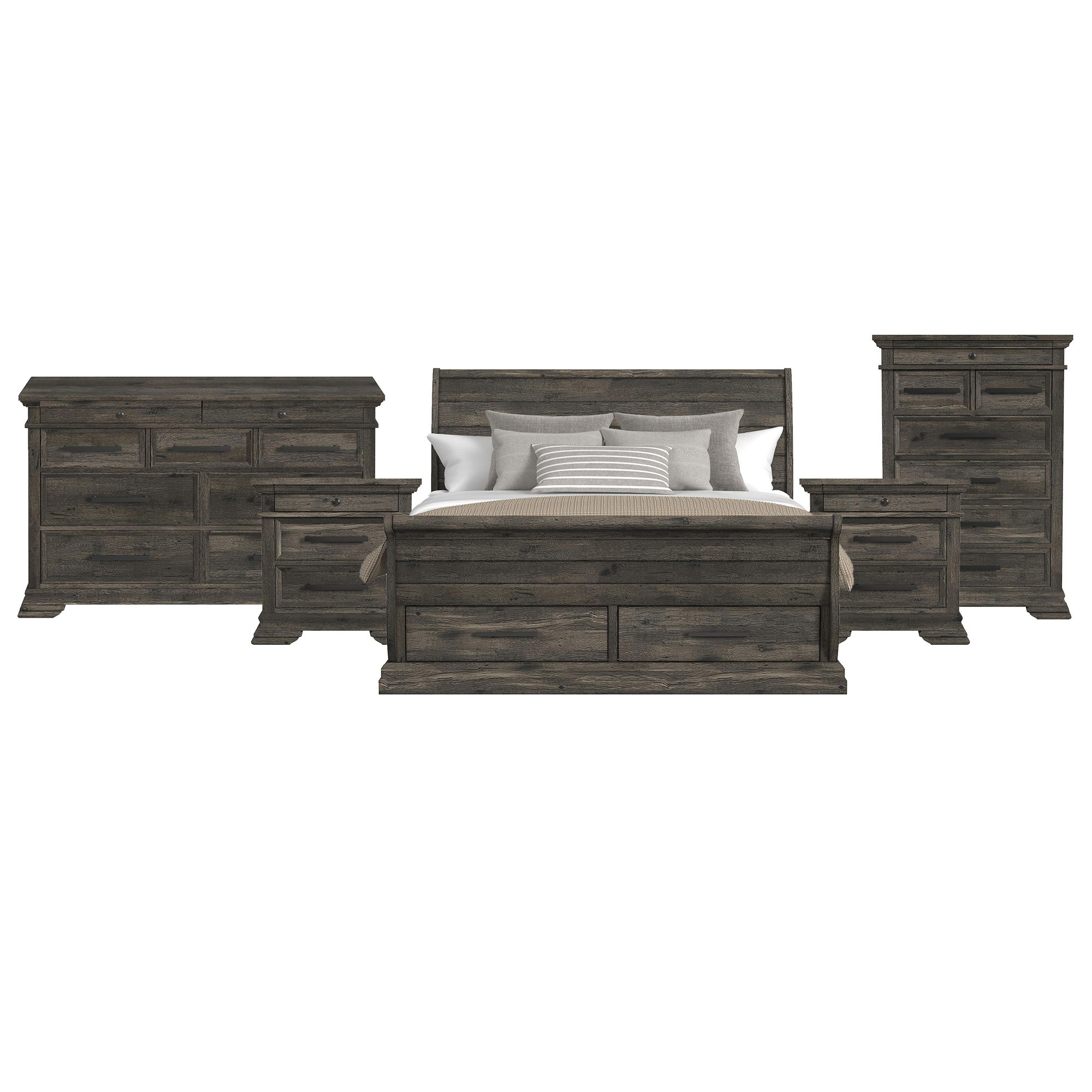 King · 5 Pc · Bedroom Set With 2 Nightstands, Dresser & Chest