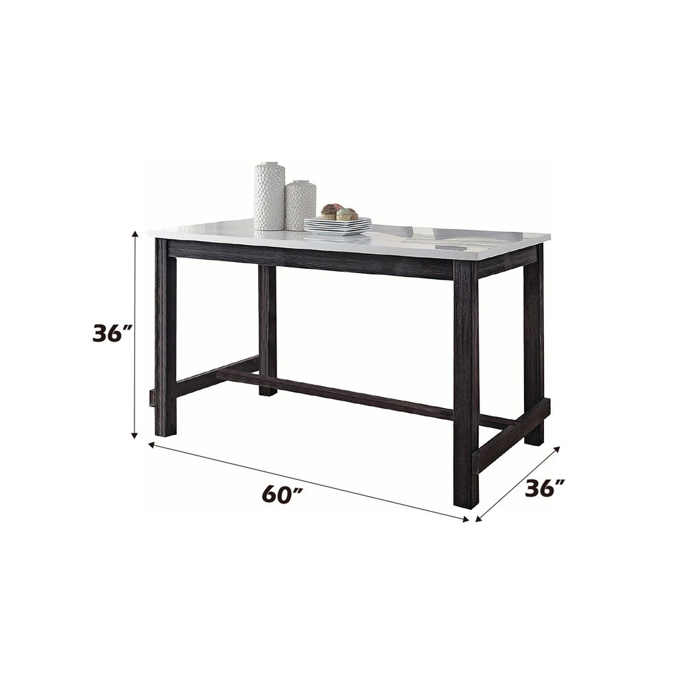 Yelena - Counter Height Table With Marble Top - Marble Top & Weathered Espresso, black, view 5