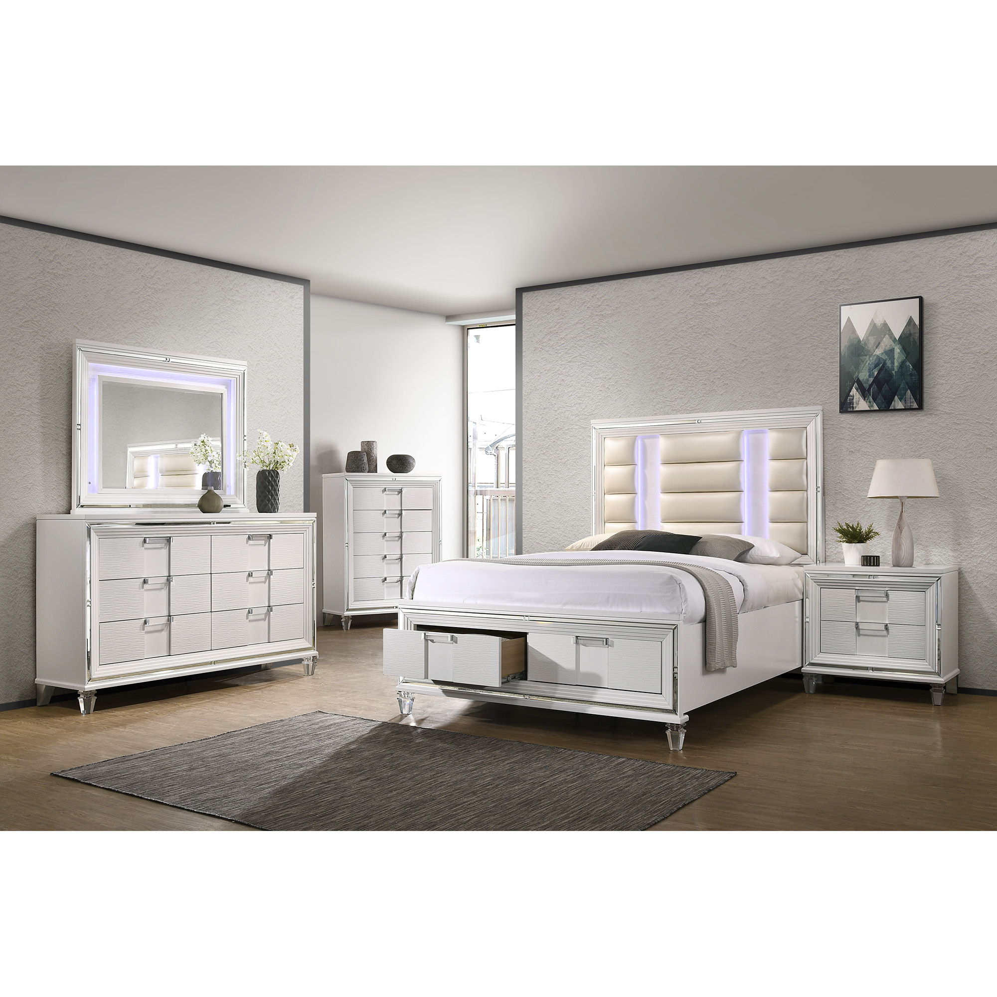 Twenty Nine - Queen Storage 4 Piece Bedroom Set - White