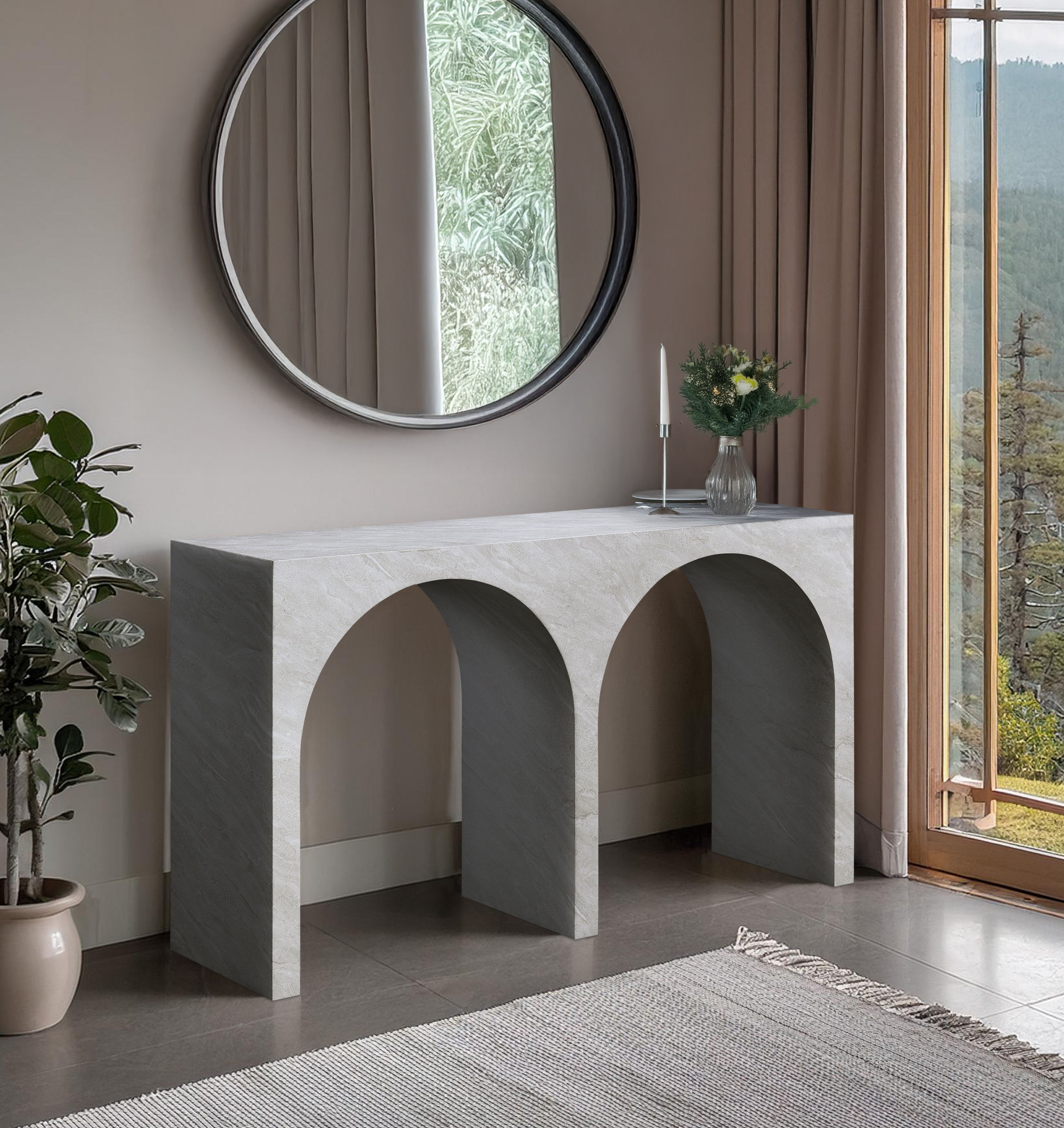 Faenza - Marble Finish Console Table - White