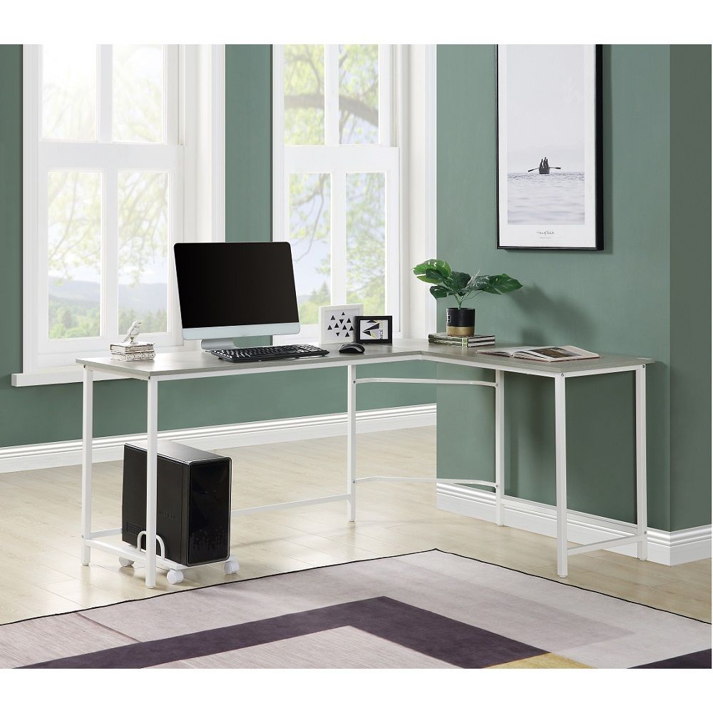 Bambina - Computer Desk - Gray & White, gray