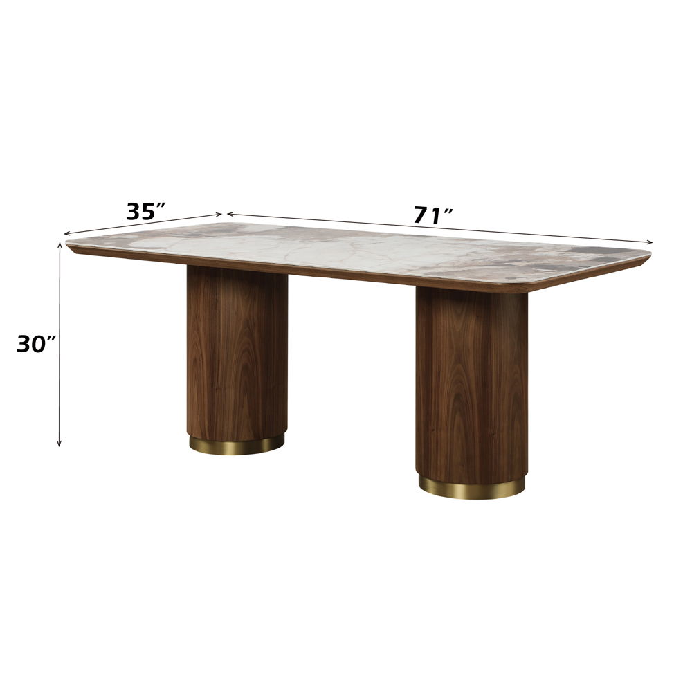Willene - Dining Table With Ceramic Top - Walnut, dark brown, view 7