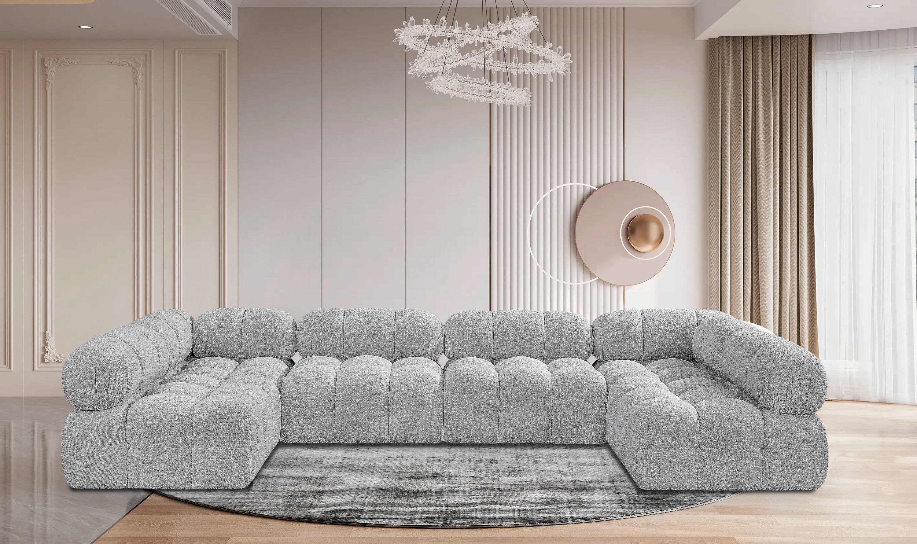 Ames - 6 Piece Fabric Modular Sectional - Gray
