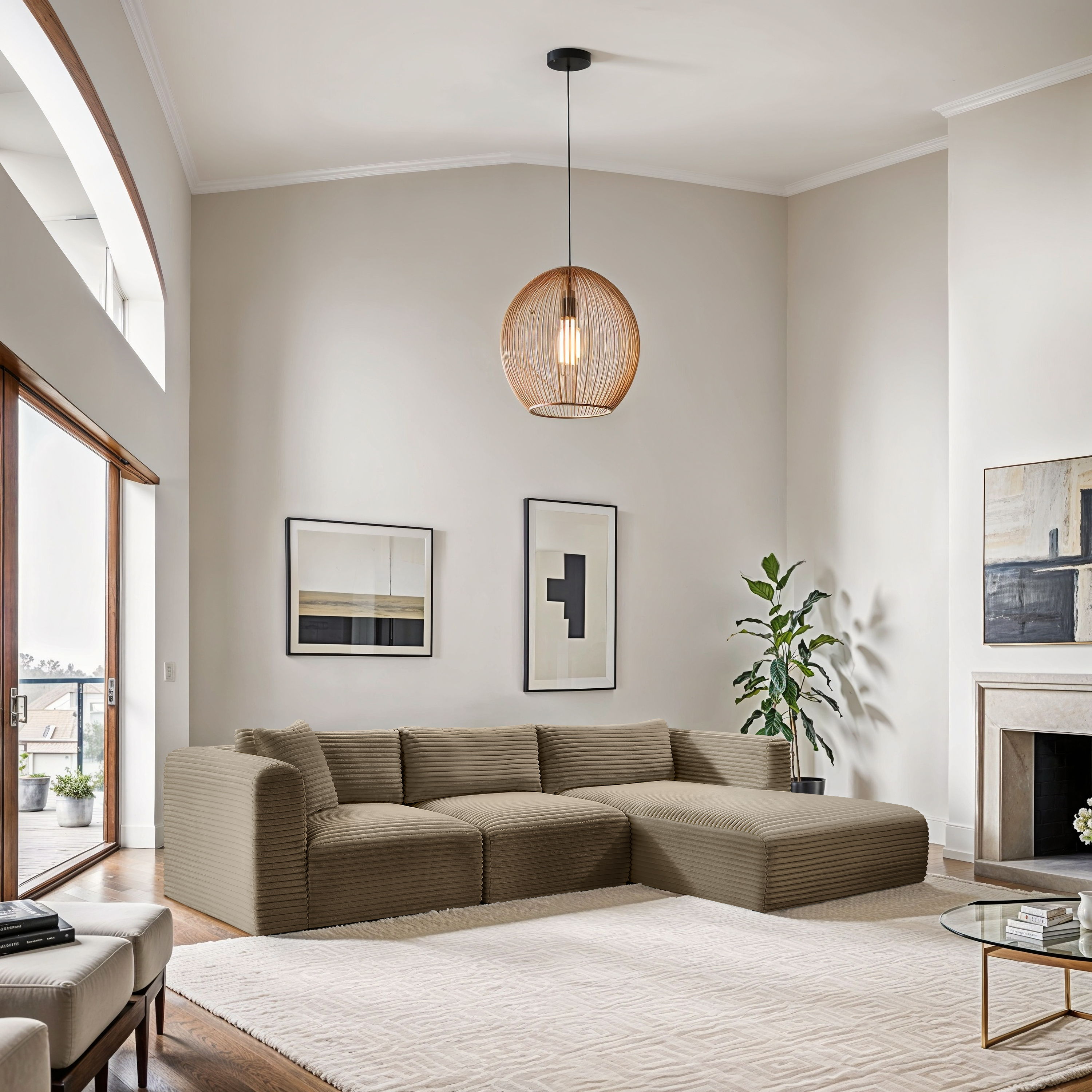 Shaggy - 3 Piece Modular Sectional - Taupe